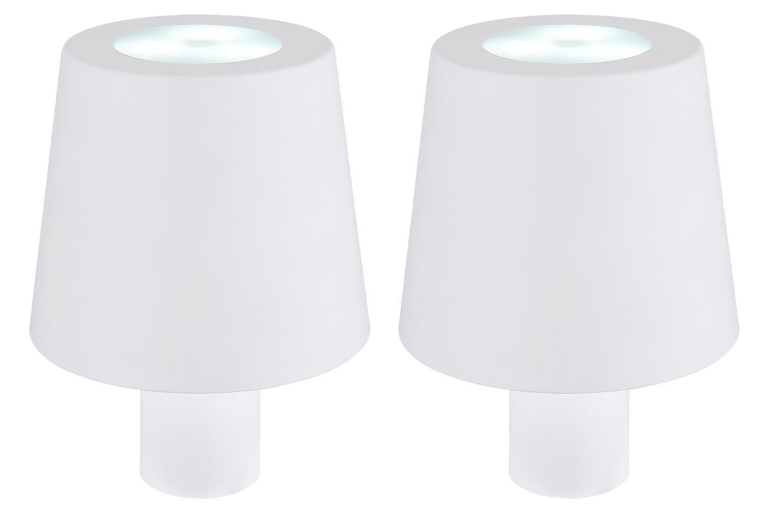 GLOBO LIGHTING Lampenschirm YARA, H 14 cm, Weiß, Kunststoff, Akkubetrieben, Dimmbar, Touch, RGB-Farbwechsel, inkl. USB-C-Kabel