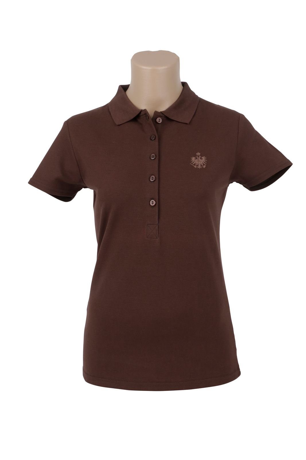 Austria Imperial Poloshirt Polo Damen braun (1-tlg) Logo (Doppeladler) Ton in Ton gestickt auf der Brust