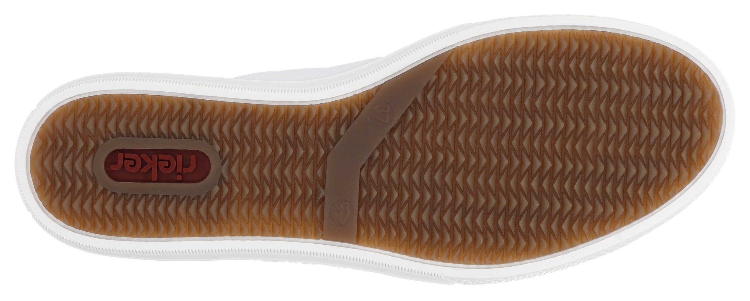 Rieker Sneaker mit seitlicher Blumenstickerei, Freizeitschuh, Halbschuh, Schnürschuh