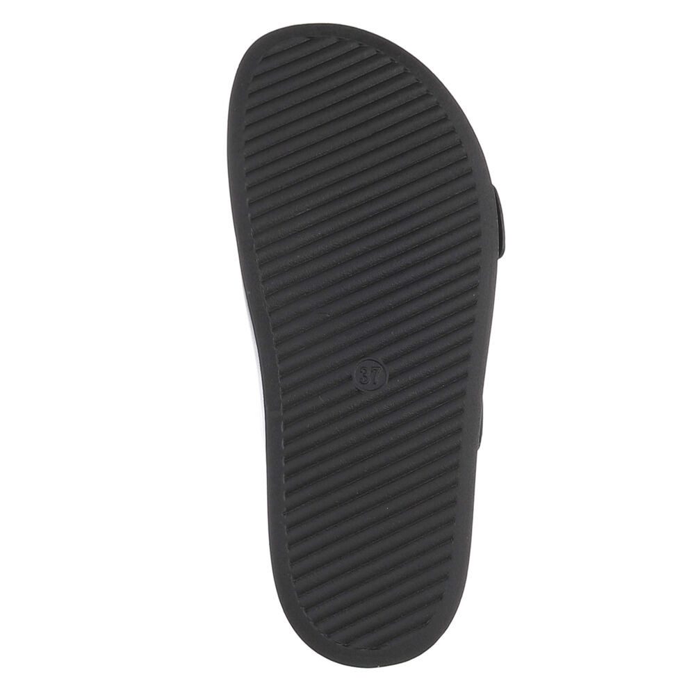 Ital-Design Damen Pantolette mit Schnallen und Fußbett Pantolette (91971028) Flach Pantoletten in Schwarz
