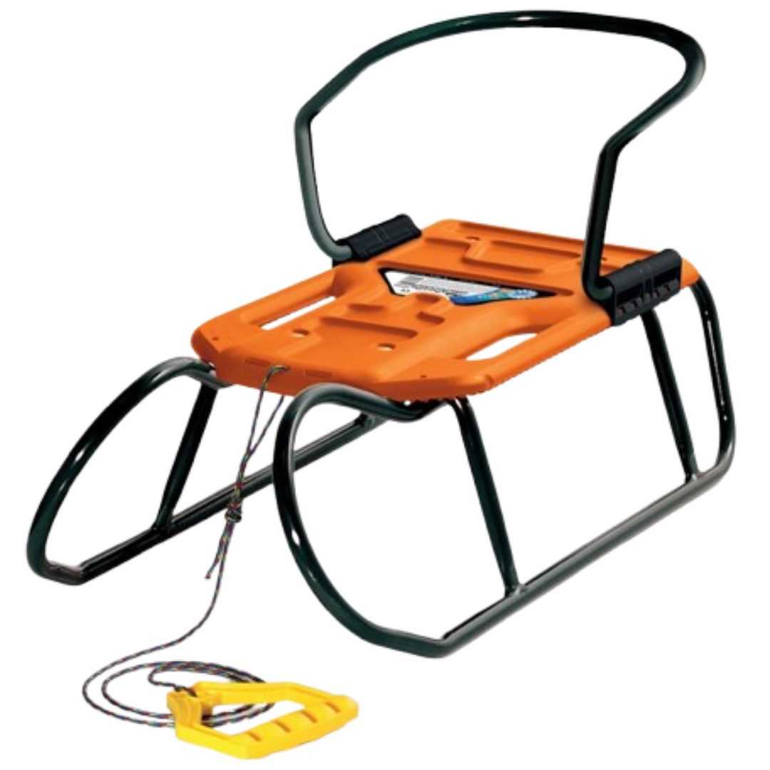 Schlitten Schlitten Kinderschlitten mit Lehne Winter Rückenlehne Metall