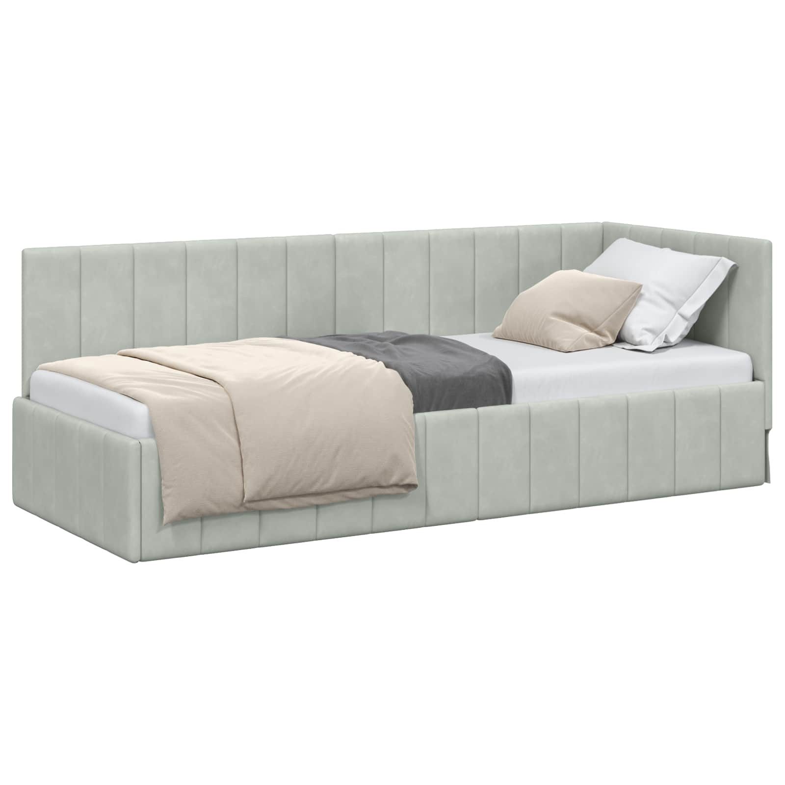 vidaXL Bett Eckbettgestell mit Kopfteil Hellgrau 80 cm x 200 cm Samt (1-tlg günstig online kaufen