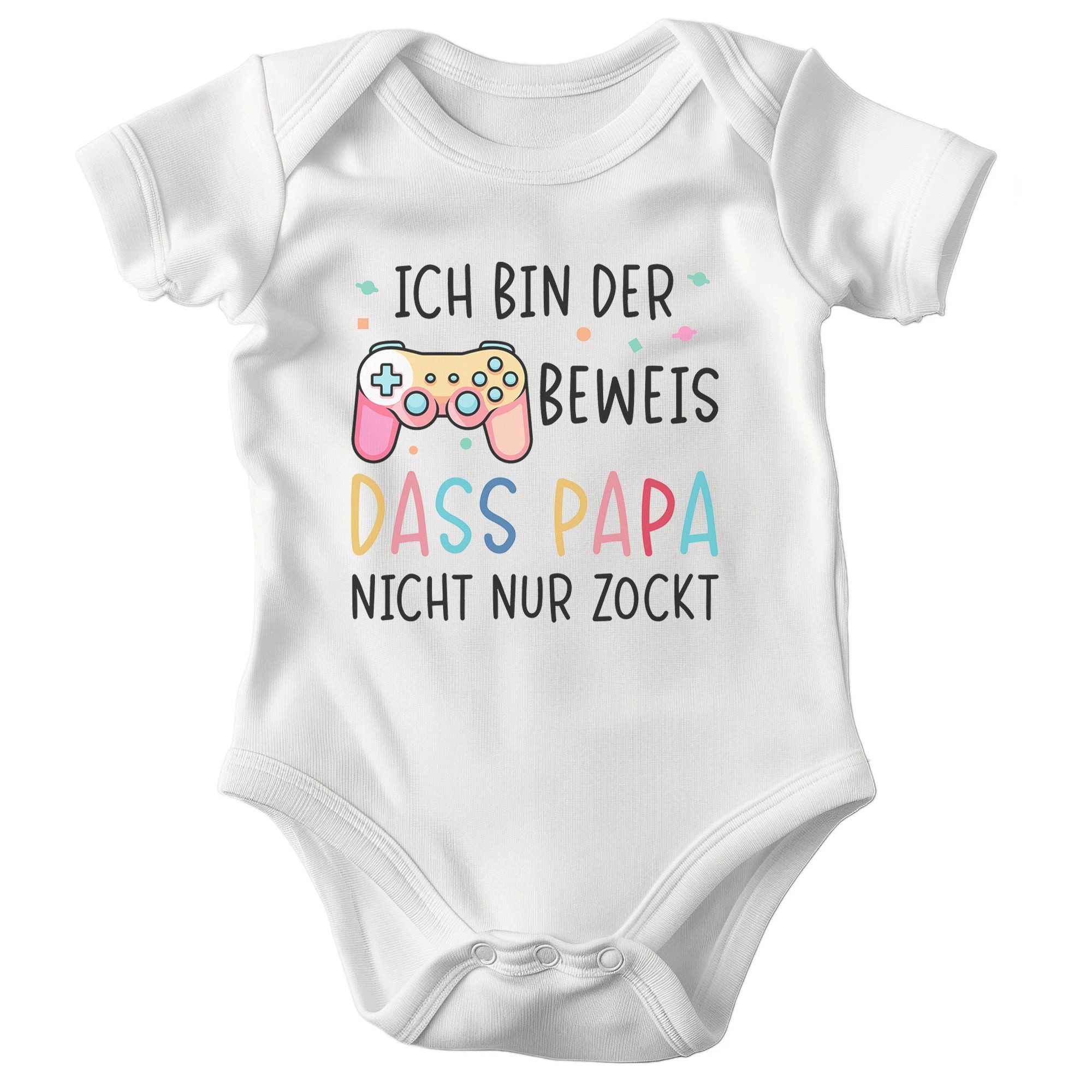 22Feels Kurzarmbody Bio Unisex Babybody Weiß Papa zockt Controller Geschenk für Gamer BIO-Baumwolle - In Deutschland Bedruckt - Niedlicher Print