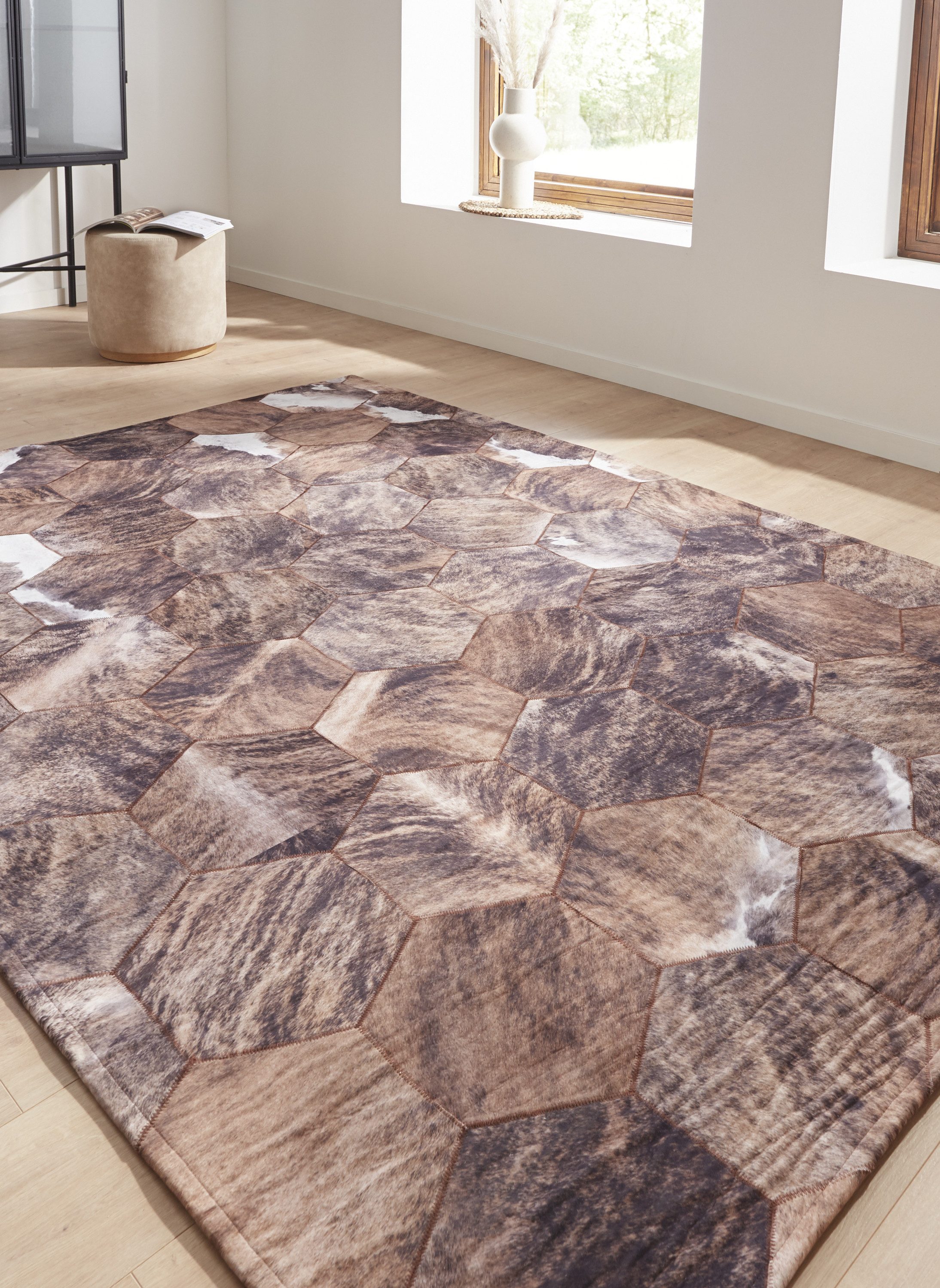 Produktbild von Tiger Teppich ZLXMN Teppich Mit Tiger- Und Leopardenmuster, 120x180cm,Retro Teppich Jute Rund