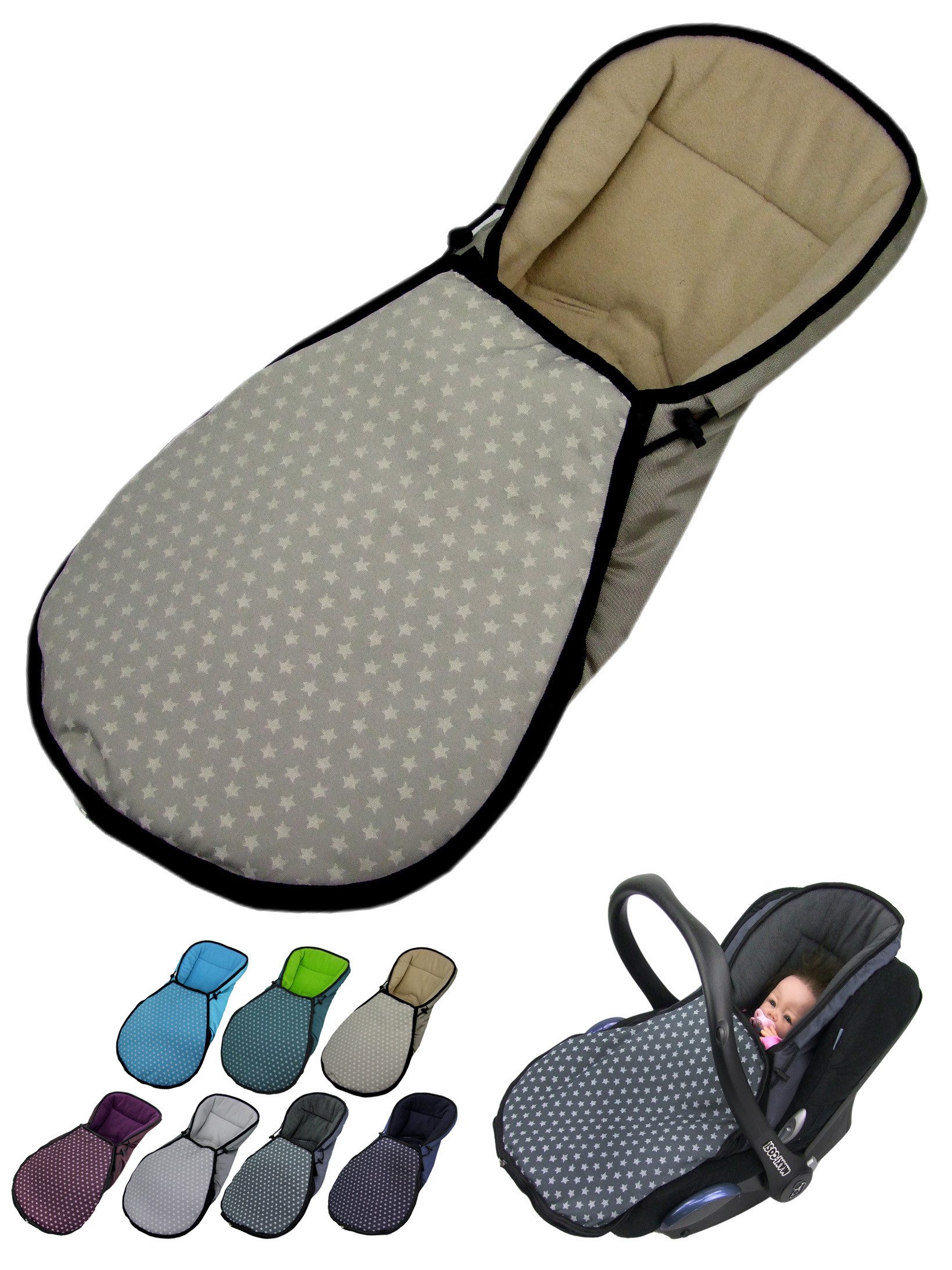 Fußsack Winterfußsack für Babyschale kompatibel mit Maxi-Cosi mit Thermofleece