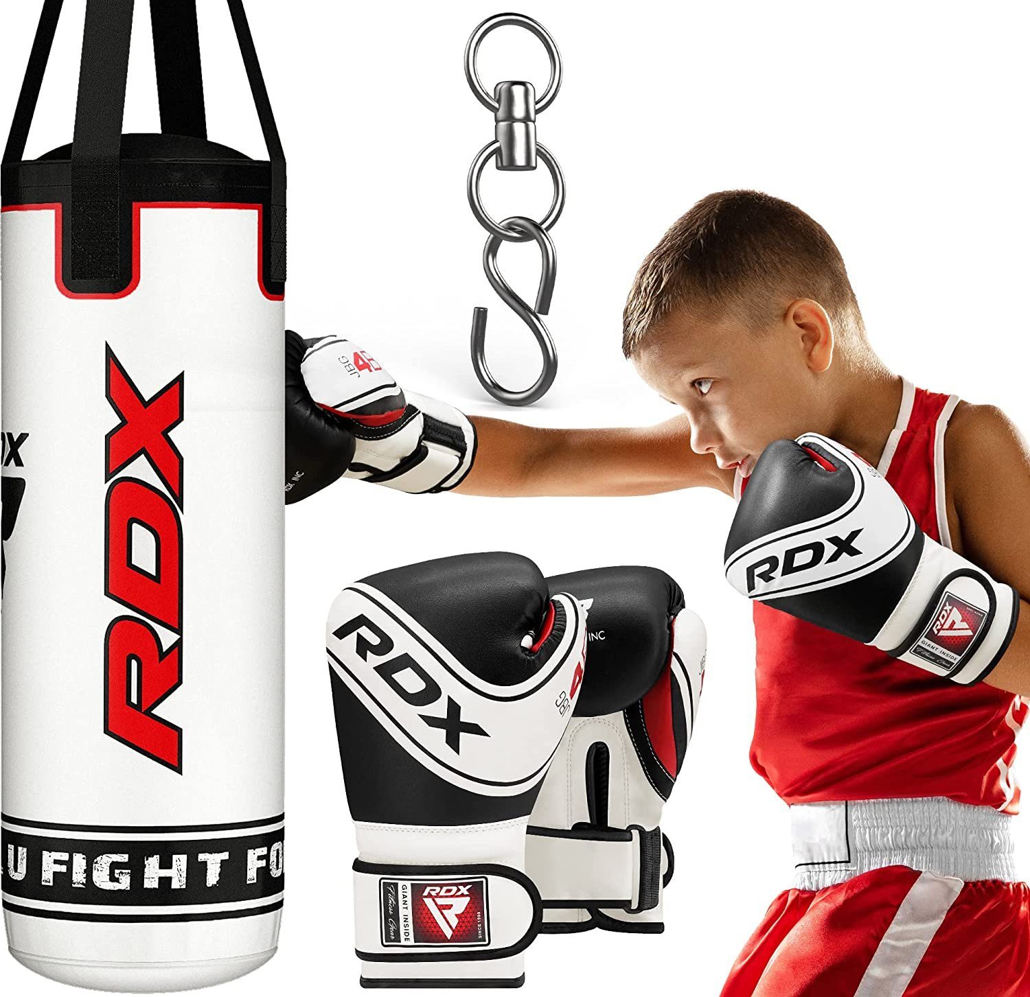 RDX Sports Boxsack RDX Kids Heavy Boxing 2FT Boxsack Gefüllt Training Handschuhe (3-tlg)