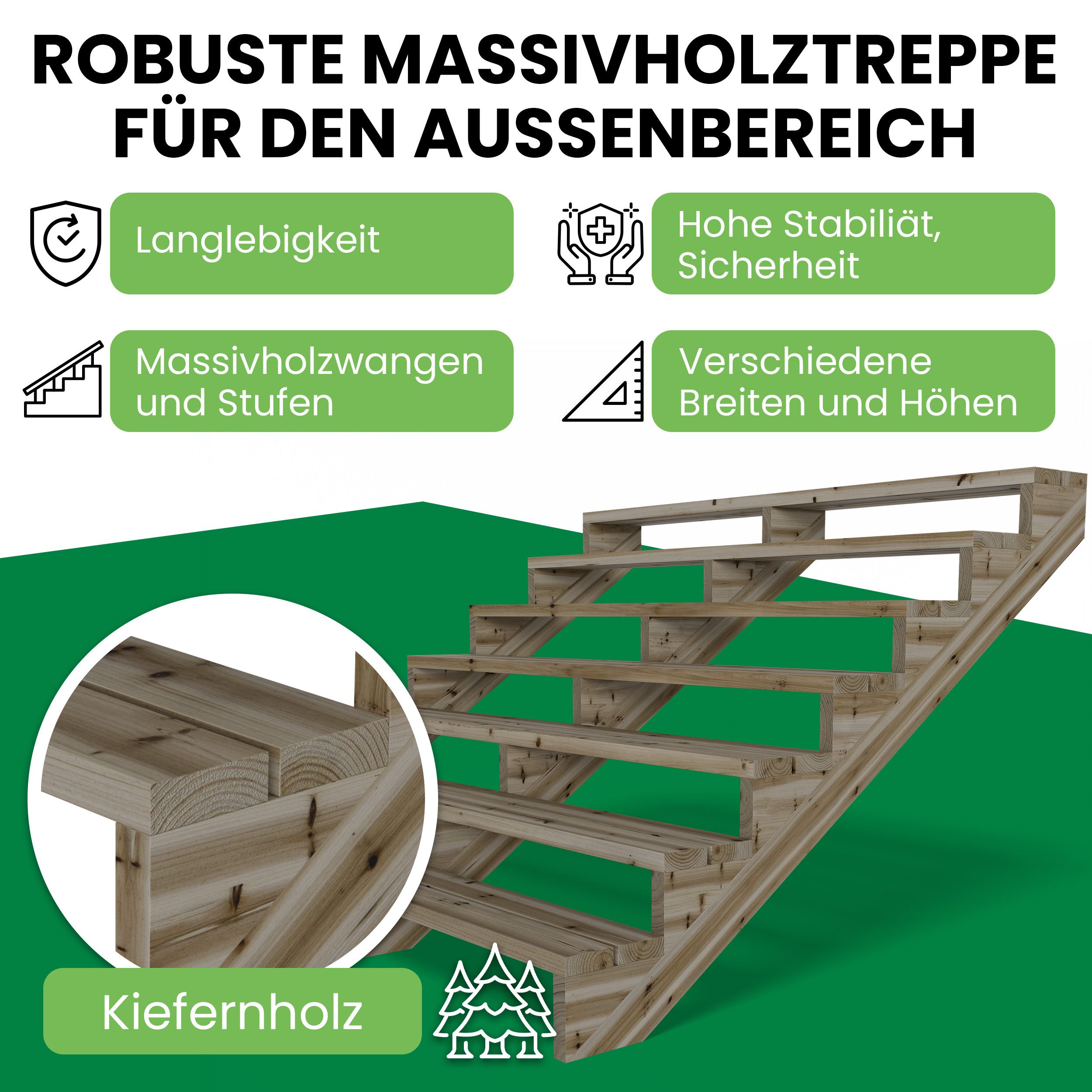 Gartenwelt Riegelsberger Außentreppe Terrassentreppe Kiefer kesseldruckimpr günstig online kaufen