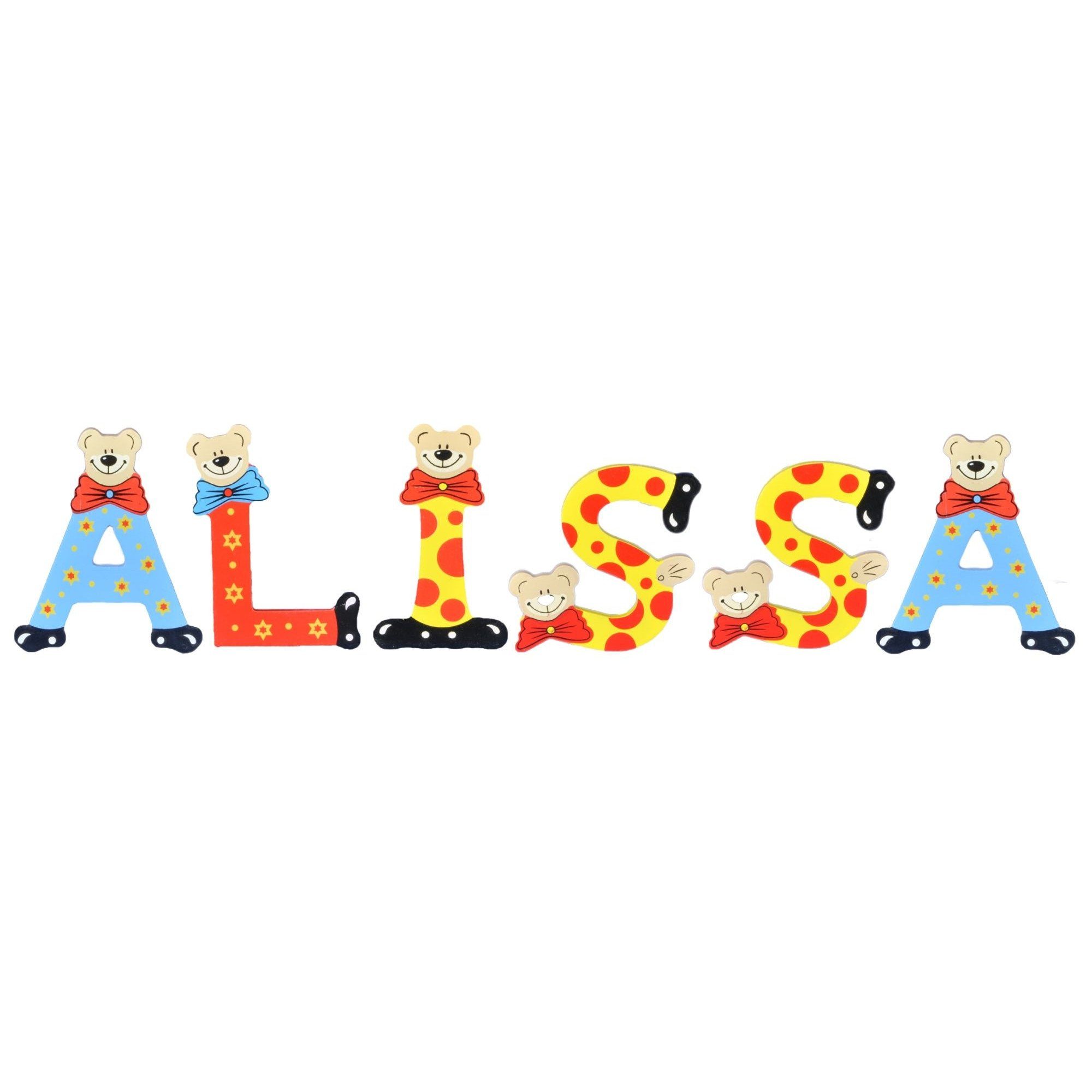 Deko-Buchstaben St), sortiert 6 (Set, Playshoes - Holz-Buchstaben Kinder ALISSA Namen-Set,