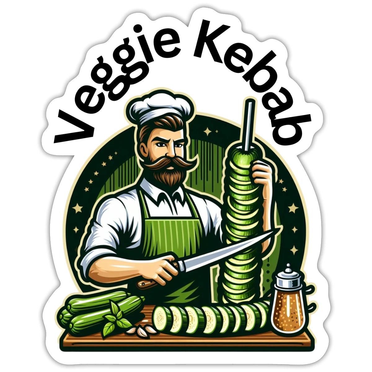Spreadshirt Aufkleber Veggie Kebab Grillmeister Mit Gemüse Humor Sticker Aufkleber