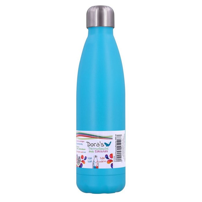 Dora's Trinkflasche Edelstahl Thermoflasche hellblau 500ml