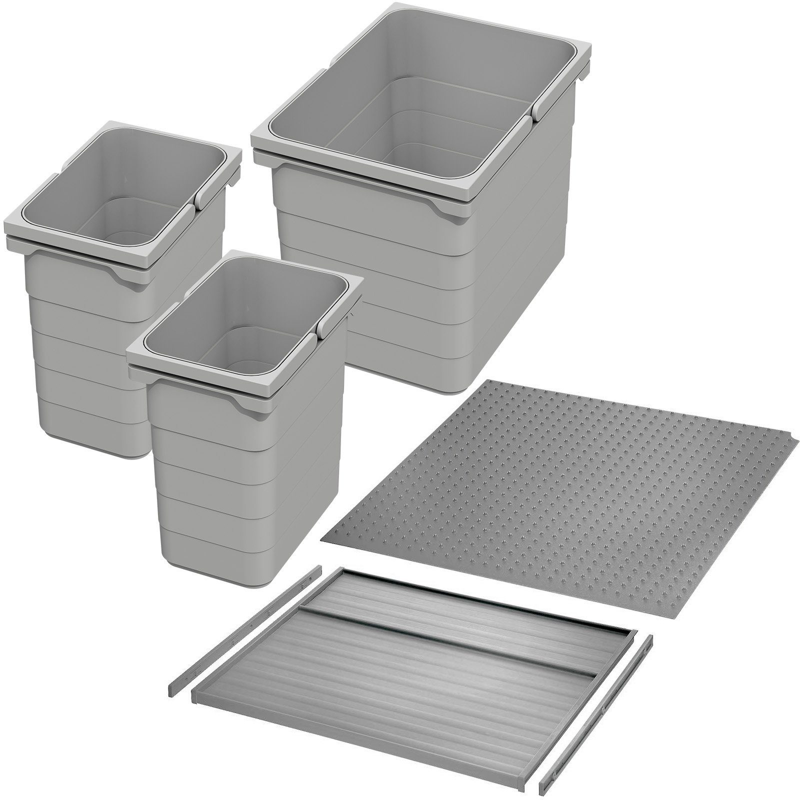 SO-TECH® Mülltrennsystem eins2vier KB 450 mm, Seitenstärke 16 mm Höhe 250 mm, 2x 7L, 1x 15L, 1x 45er Bodenplatte, 1x 45er Deckelplatte