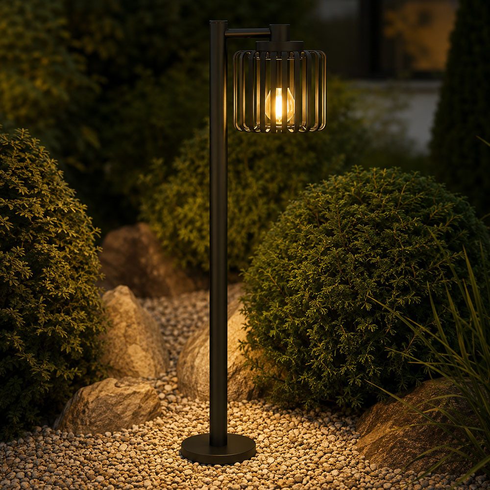 EGLO Außen-Stehlampe, Leuchtmittel nicht inklusive, Stehleuchte Außen Glas schwarz Strahlwassergeschützt IP65 H 84,5 cm