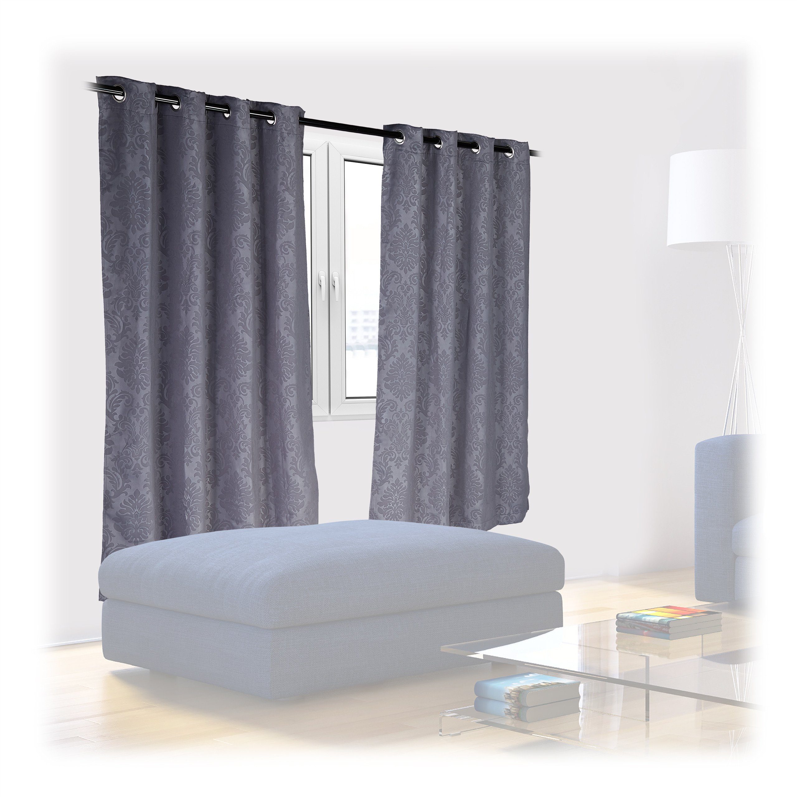 Muster, Set Vorhang 2er mit Vorhänge relaxdays, 175x135cm