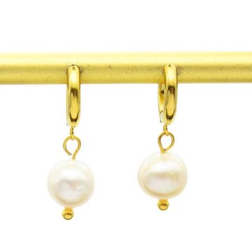 BUNGSA Creolen-Set Creolen mit Perlen-Anhänger verschiedene Farben aus Edelstahl Damen (1 Paar (2 Stück), 2-tlg), Ohrschmuck Ohrringe