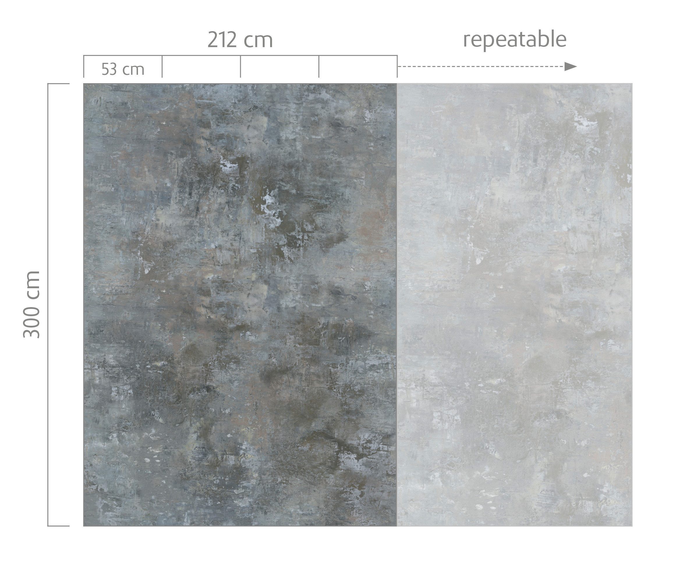 Rasch Fototapete Beton im Industrial Look in Grau, glatt, Rost-Optik, urban, (1 Rolle, 1 St), 300 cm x 212 cm