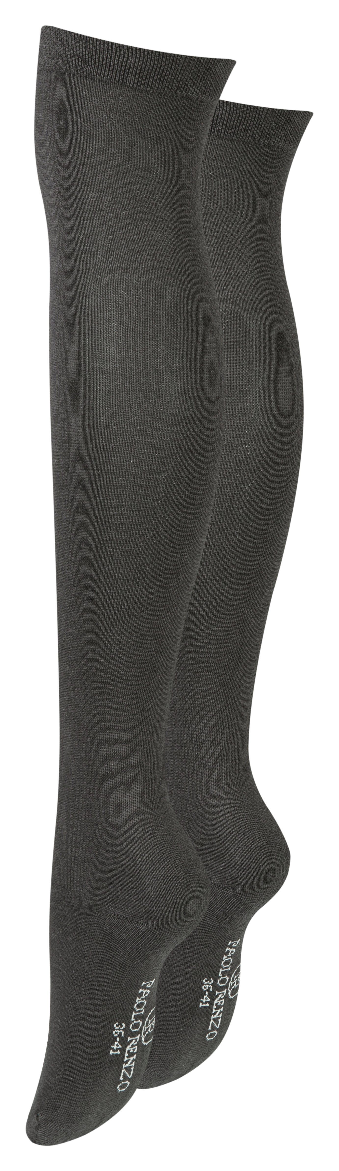 Paolo Renzo Overknees aus hochwertiger Baumwolle und mit breitem Pique-Komfortbund (1-Paar) Atmungsaktive Damen Overknee Гольфы - Uni - Einheitsgröße