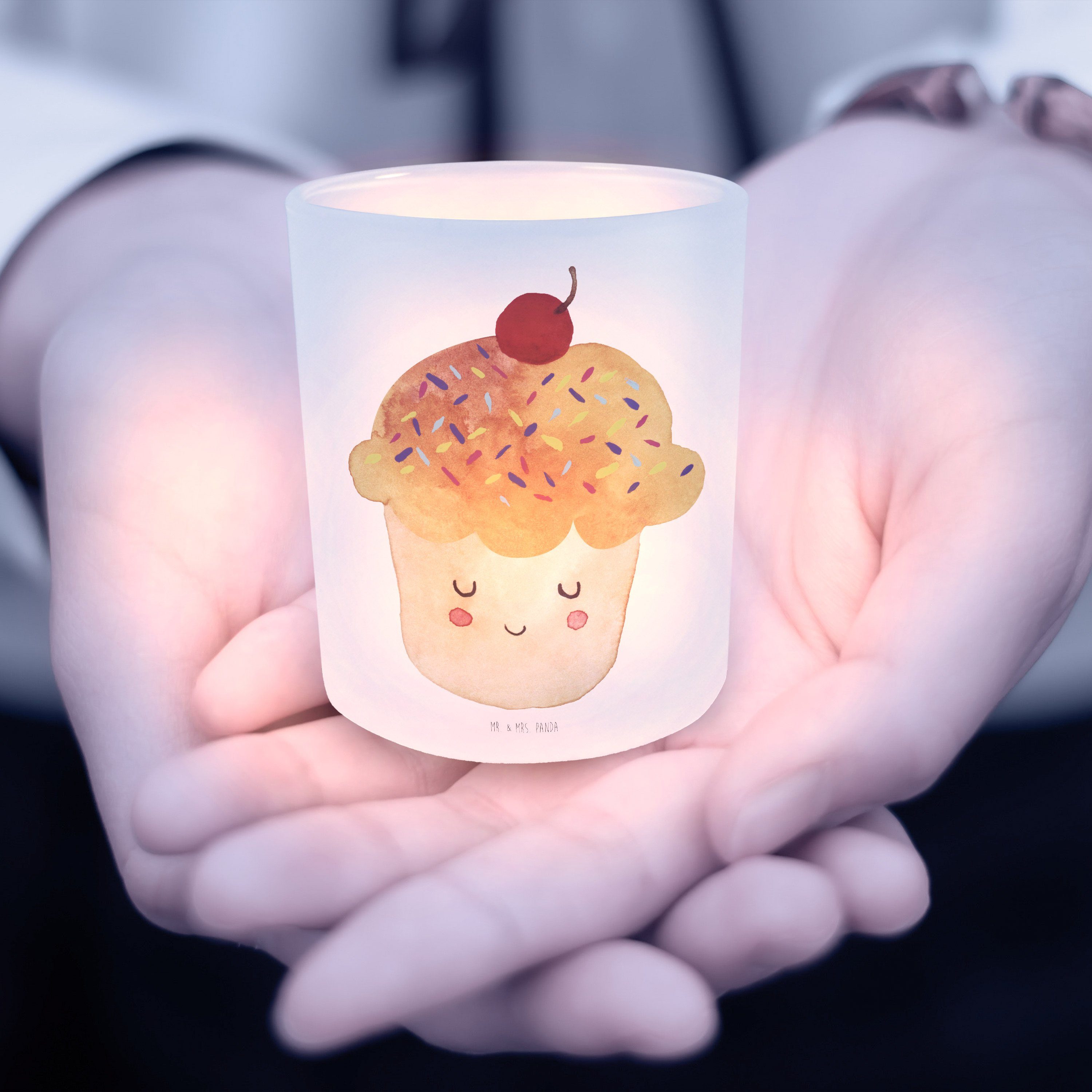 Mrs. Deko, St) - Panda Küche (1 Cupcake Transparent Windlicht Spruc & - Küche Geschenk, Tiermotive, Mr.