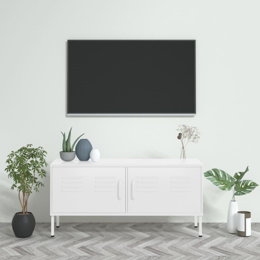 furnicato TV-Schrank Weiß 105x35x50 cm Stahl | TV-Schränke