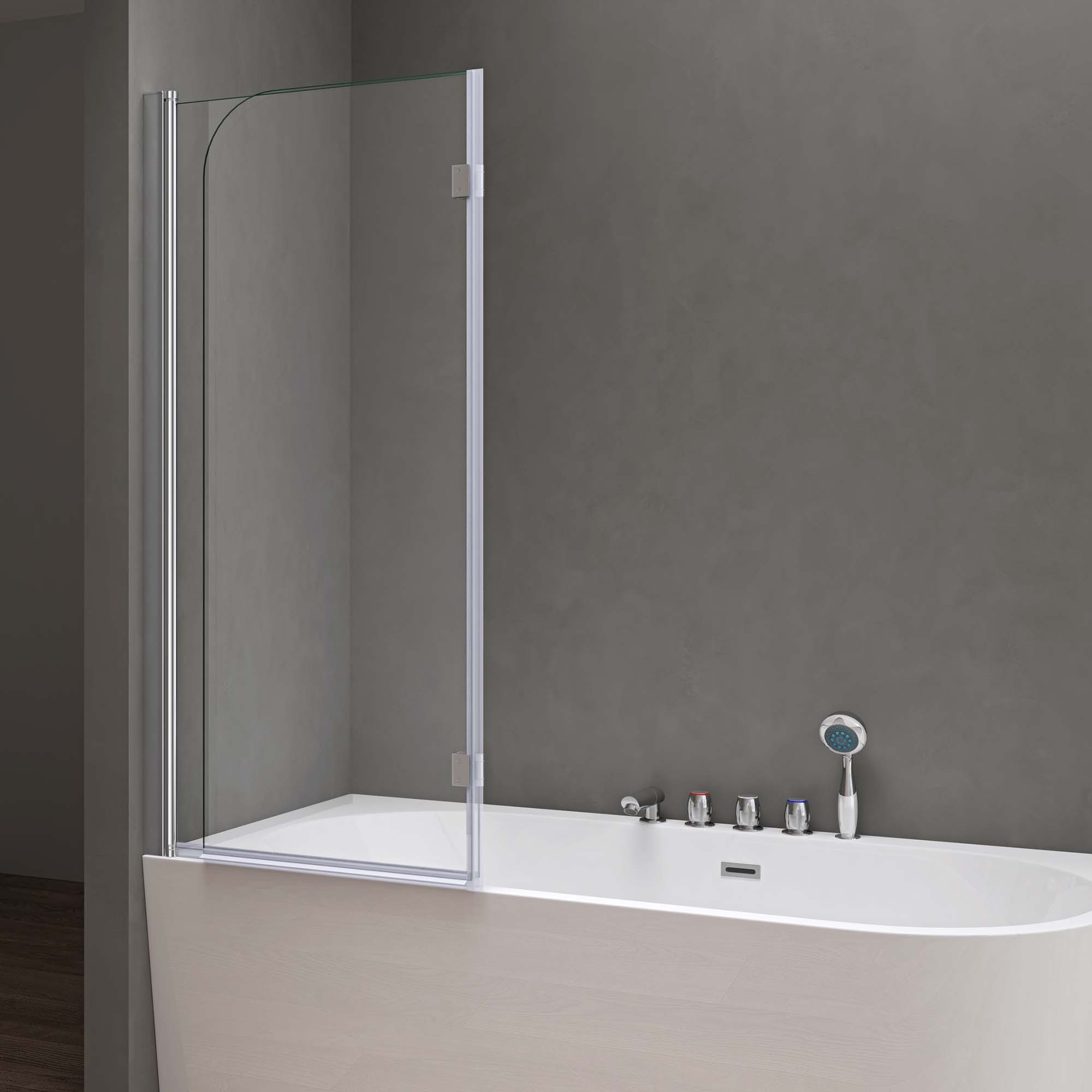 doporro shower screen for bathtub, bathtub screen including nano-sealing, 6mm tempered safety glass, 6mm single-pane safety glass, self-cleaning nano-coating