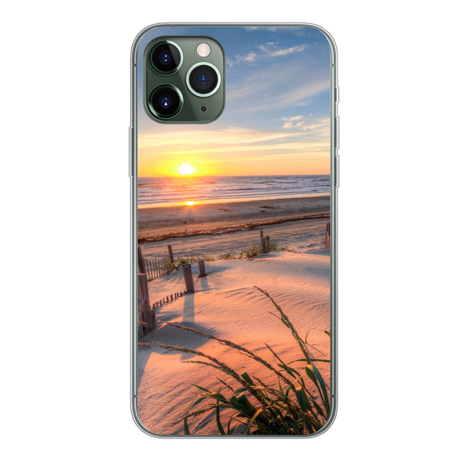 MuchoWow Handyhülle für Apple iPhone 11 Pro Strand - Meer - Düne - Sonnenuntergang - Lands, Smartphone-Bumper, Print, Handy Schutzhülle Dünn