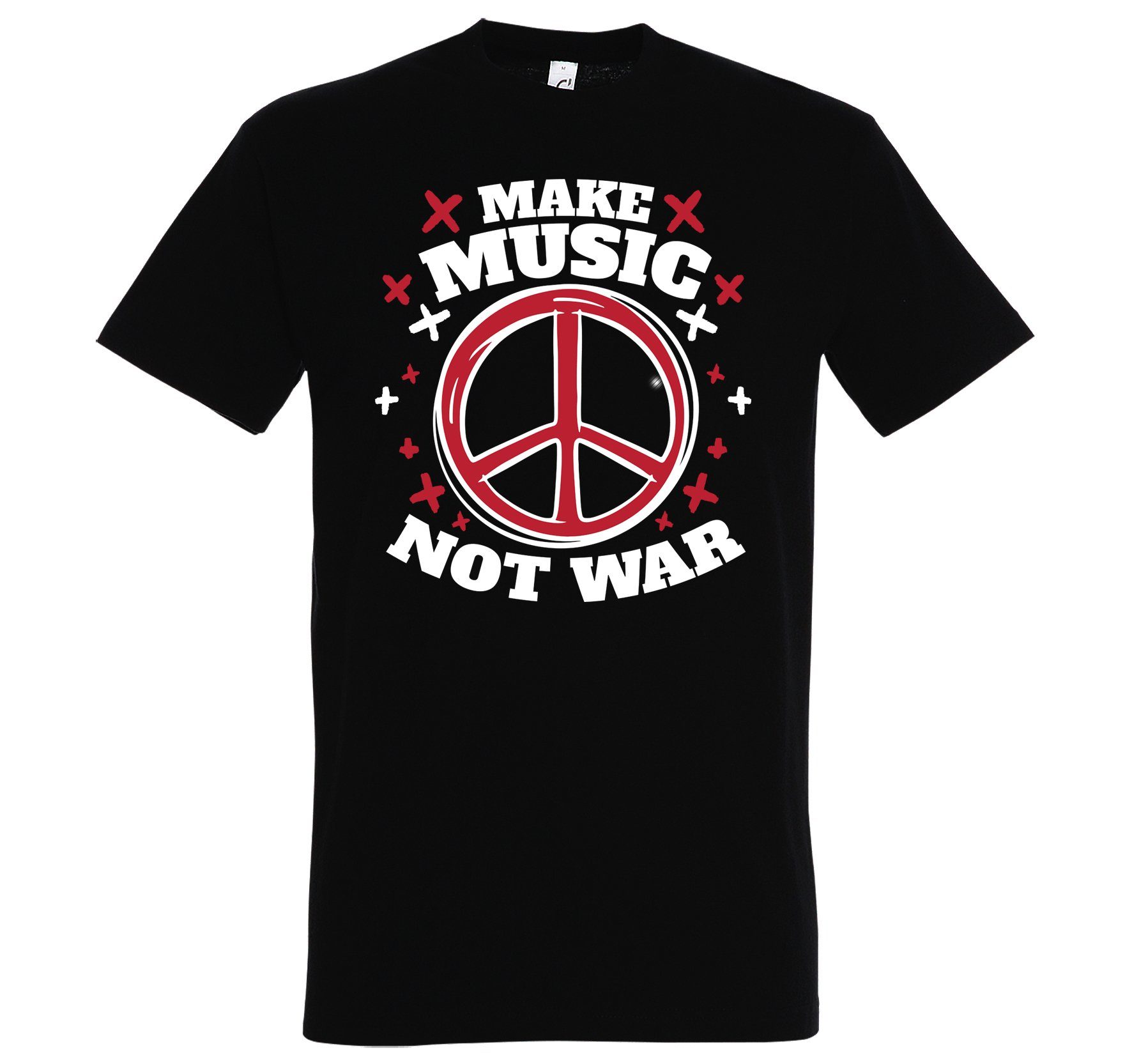 Not trendigem Herren Schwarz mit "Make Youth T-Shirt War" Shirt Music Frontprint Designz