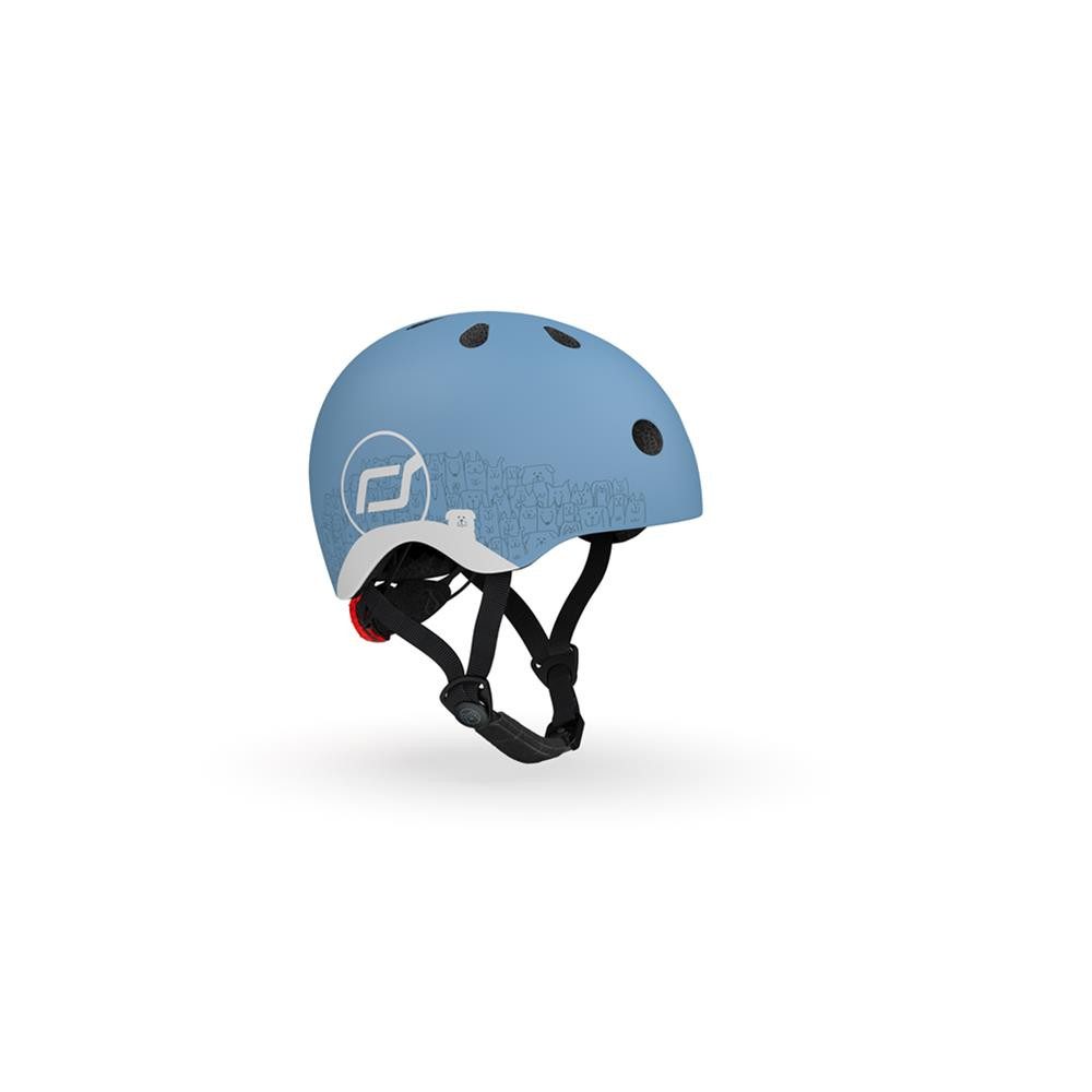 Scoot and Ride Fahrradhelm XXS Reflective Steel für Kinder, für Kinder 1-3 Jahre, Schutzhelm in Blau