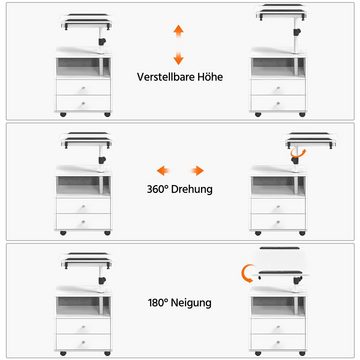 Yaheetech Nachtschrank Nachttisch mit Hubplatte Mobiler Beistelltisch auf Rollen