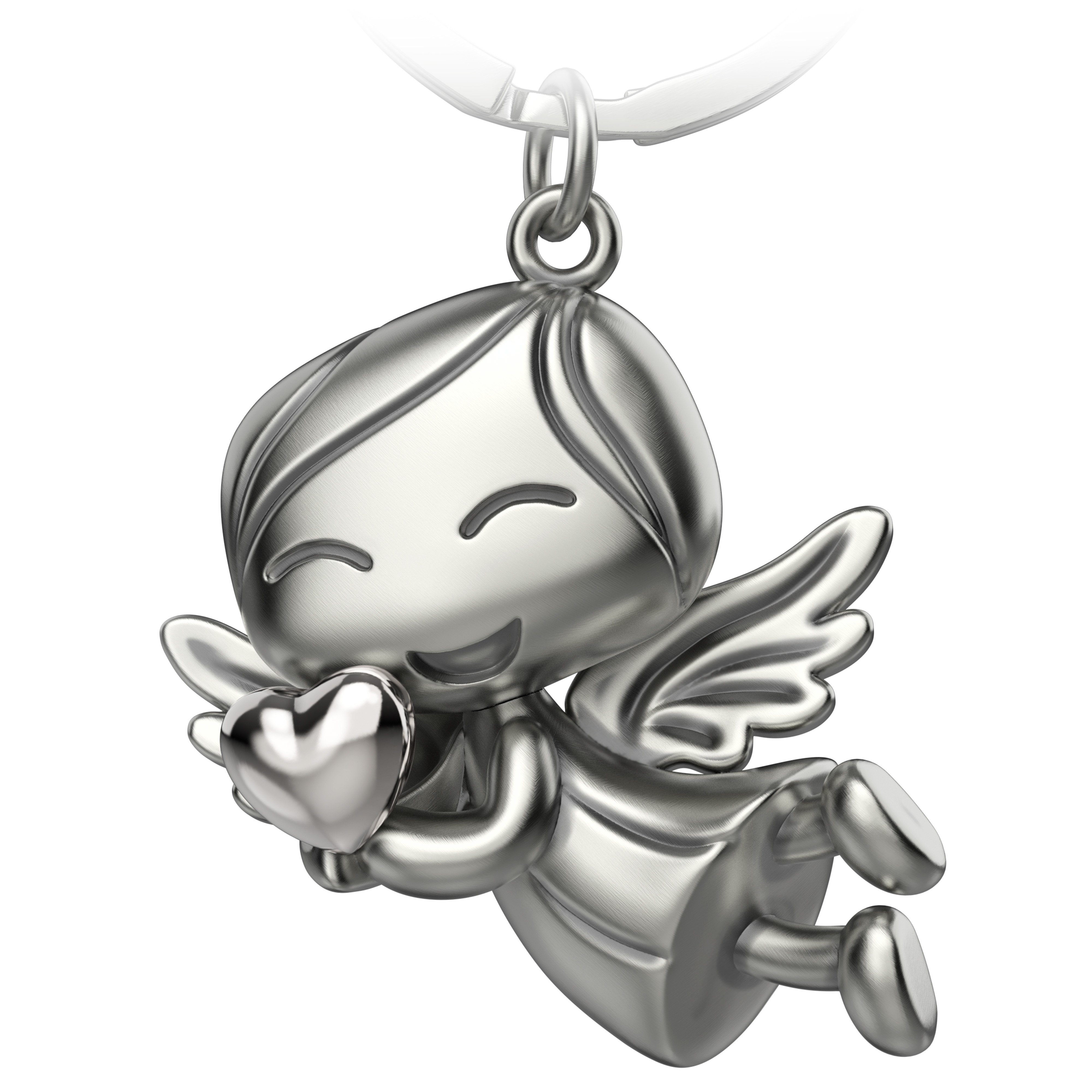 FABACH Schlüsselanhänger Schutzengel "Lucky" - Engel Glücksbringer - Glücksengel mit Herz Silber