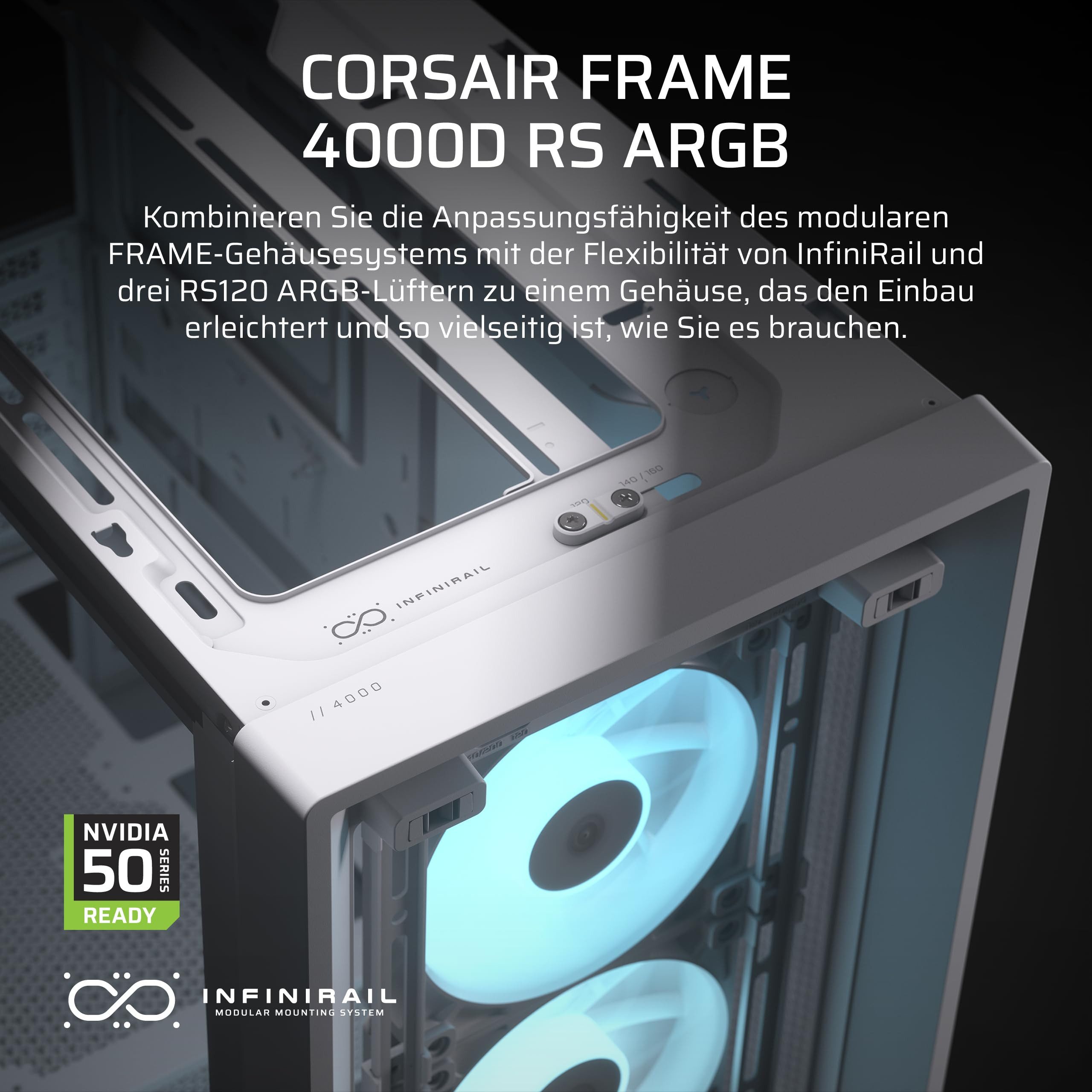 Corsair Computer-Kühler FRAME 4000D RS ARGB, Vollmodulares Design, integrierte ARGB-Beleuchtung
