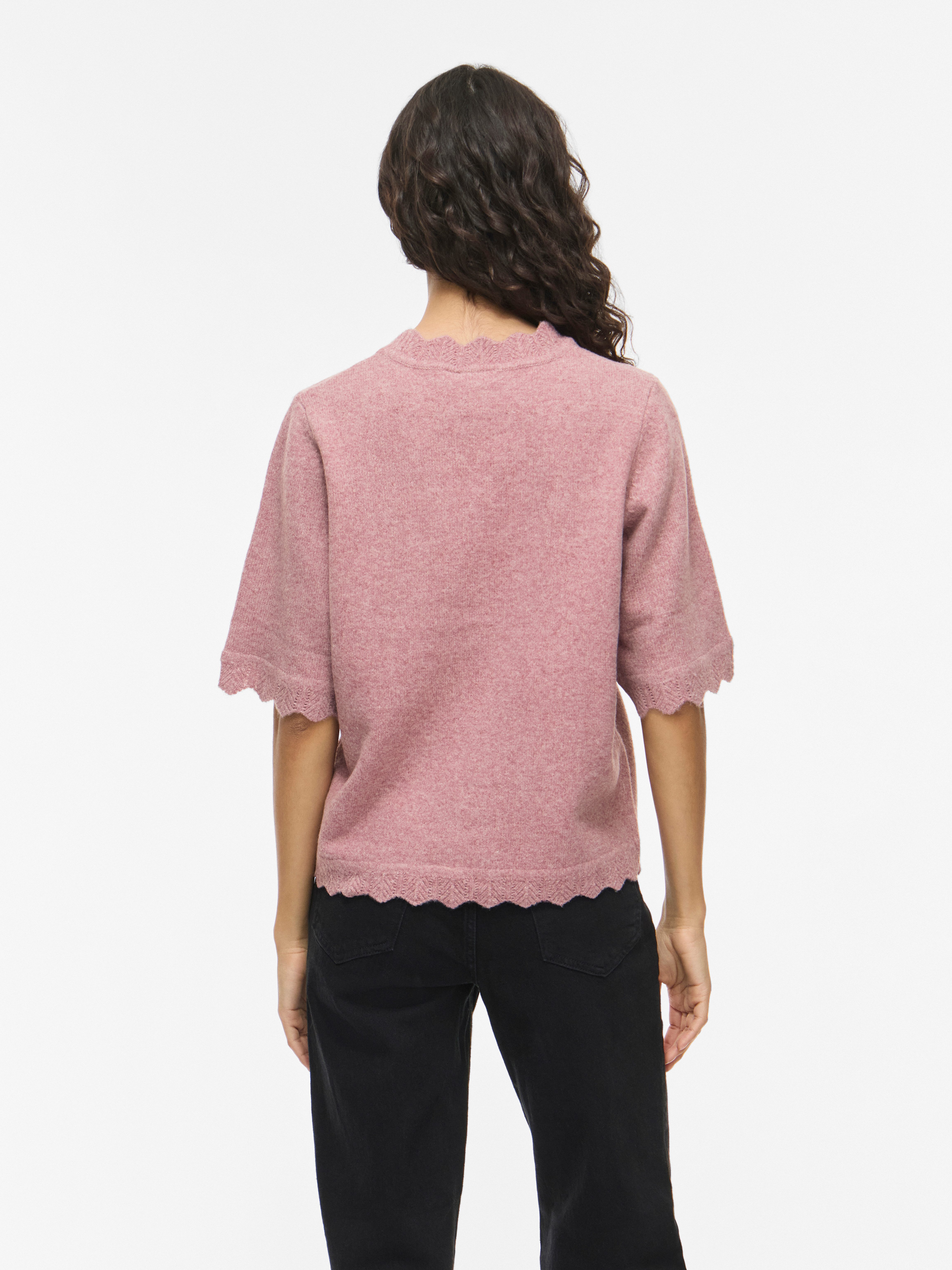 Vila Kurzarmpullover VINIKOLINA O-NECK 2/4 KNIT TOP - NOOS Materialmix, normal geschnitten