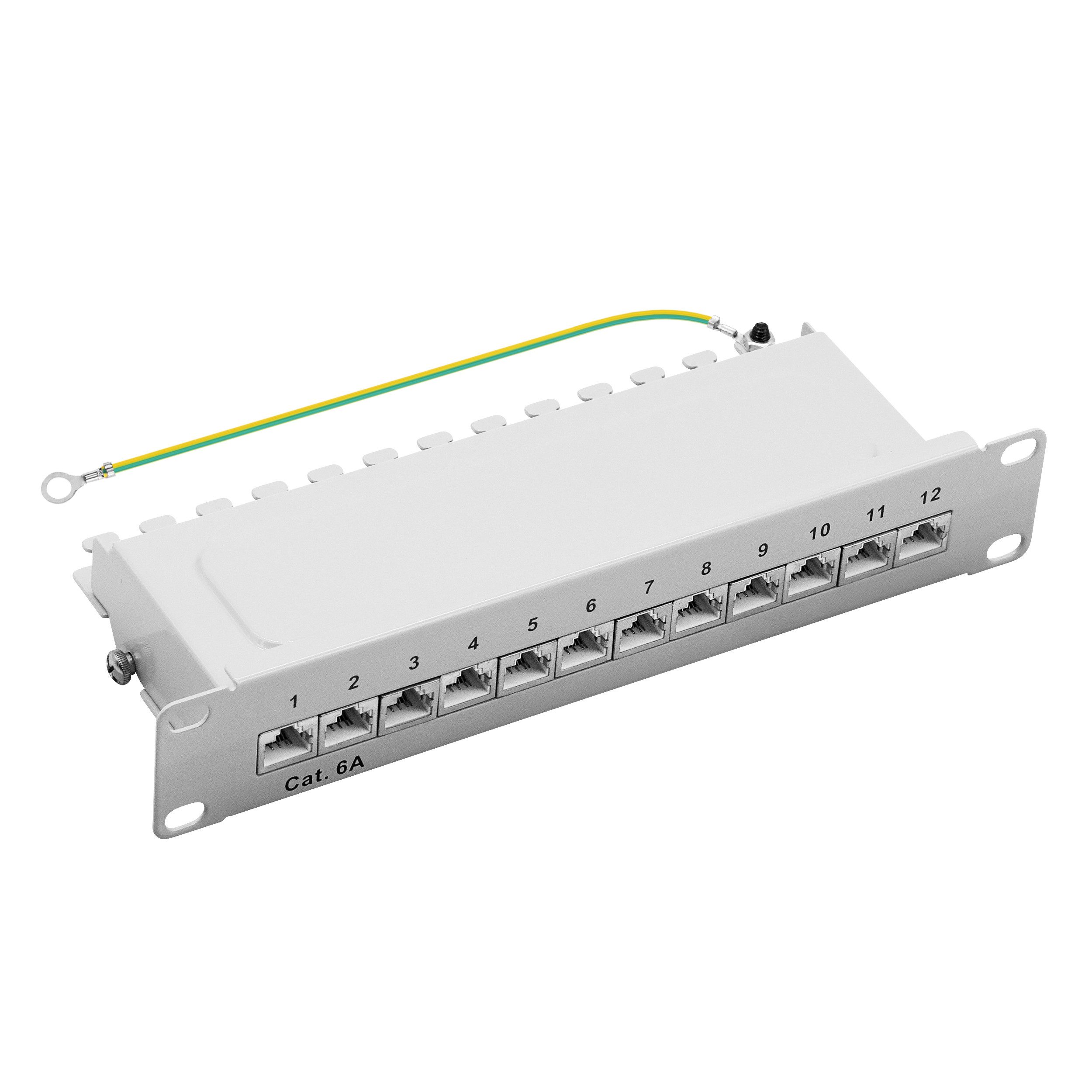 ProfiPatch Patchpanel Verteilerfeld Cat. 6A 10 Zoll Rackeinbau Netzwerk-Patch-Panel (12 Ports, 1 HE)