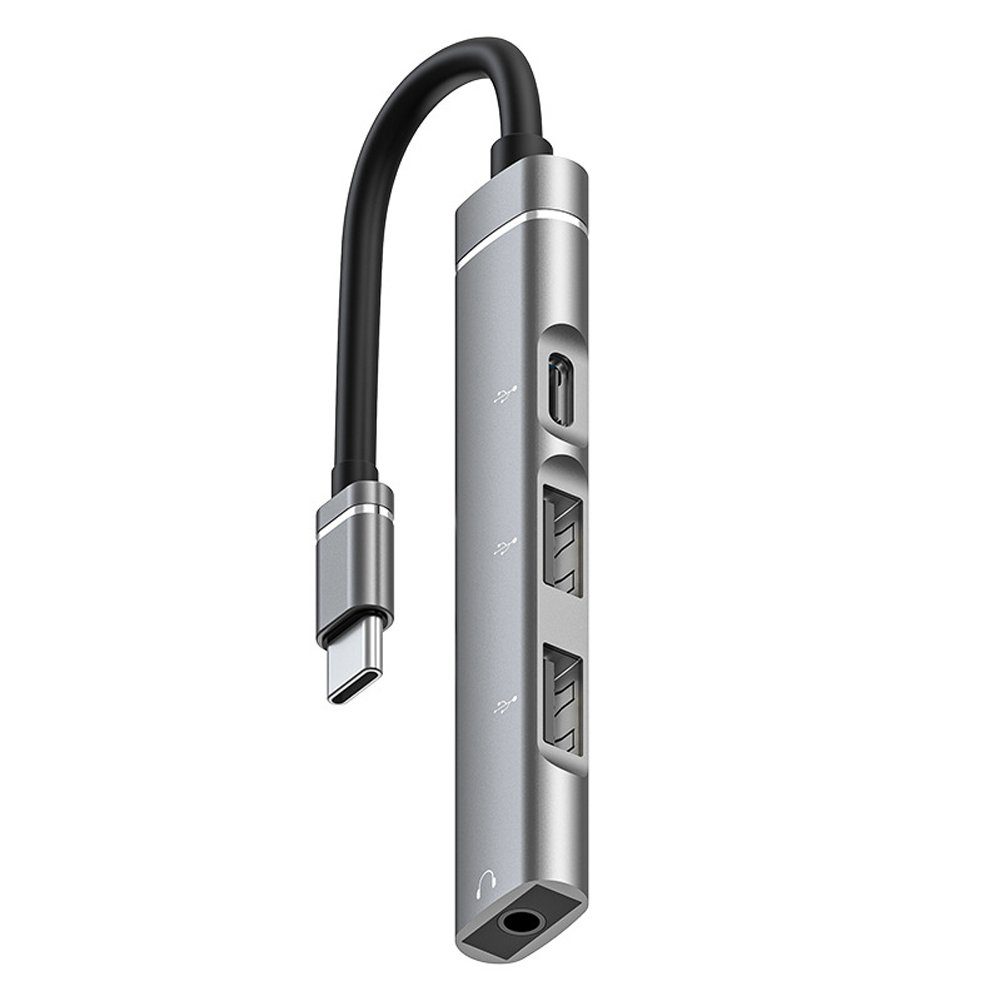 K22 4-Port Typ-C auf USB Hub 2.0 + 3.5mm AUX Splitter Laptop PC Handy Computer-Adapter