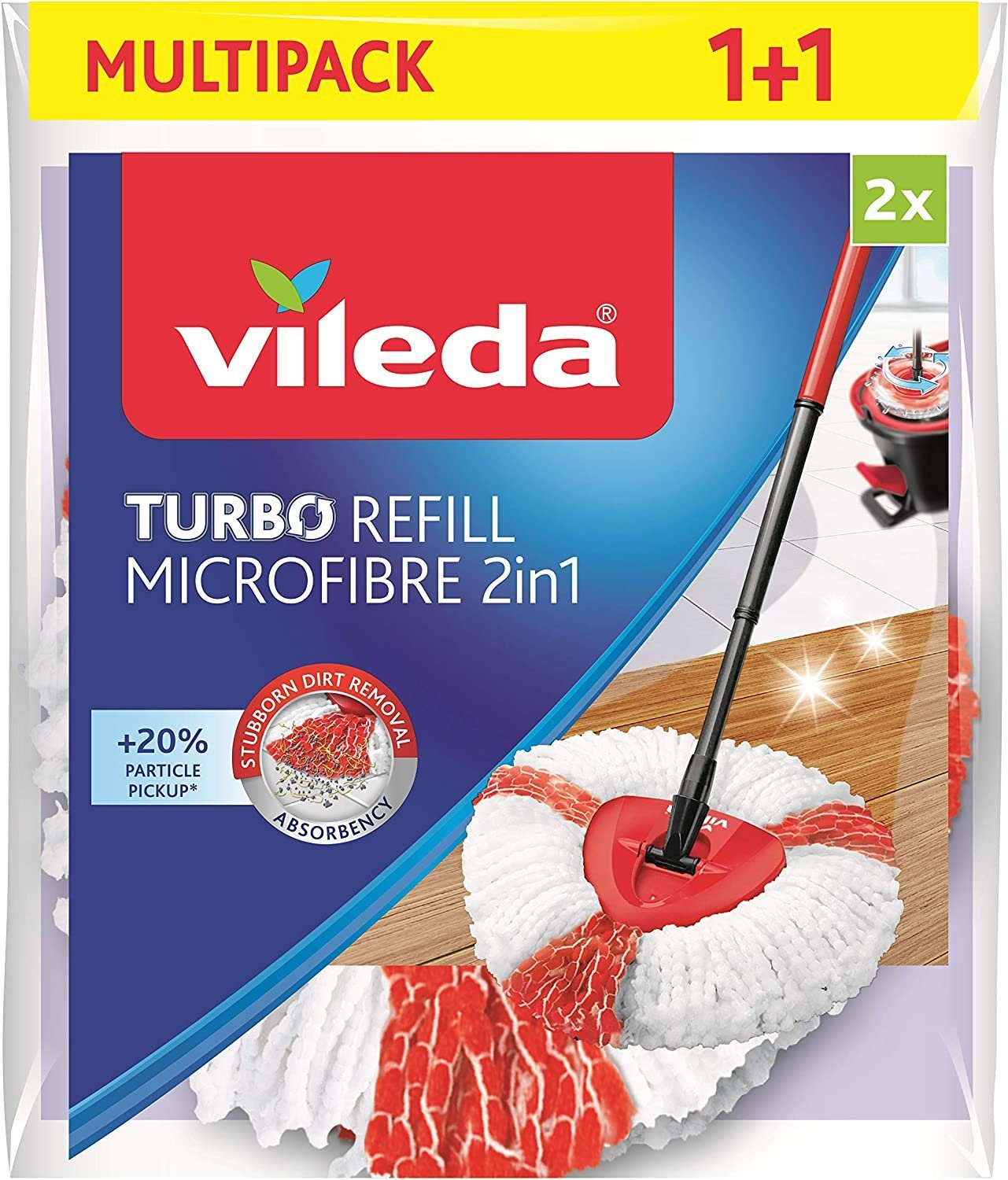 Vileda Wischmopp Turbo 2in1 EasyWring&Clean Ersatzkopf im Doppelpack, 2 Stück