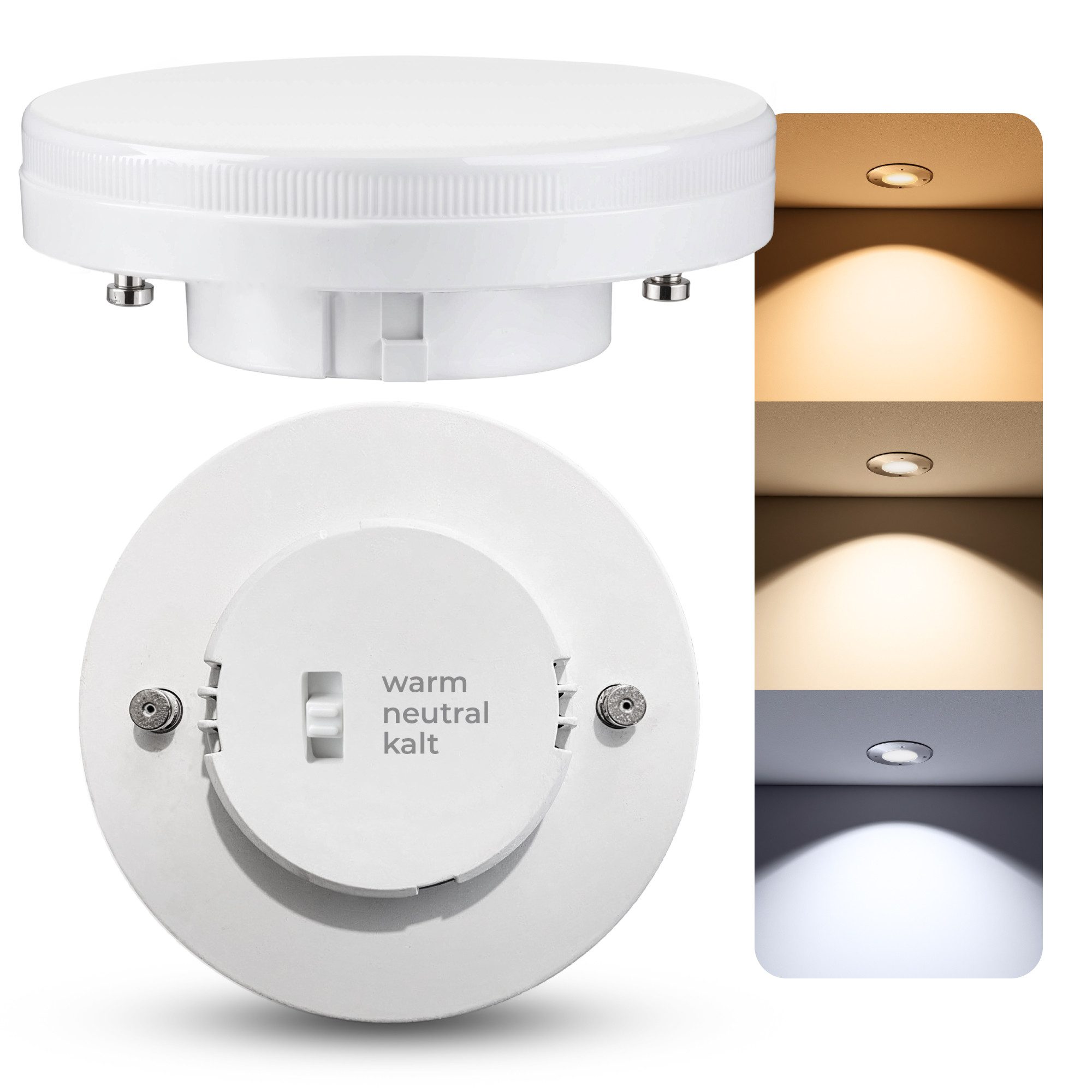 SSC-LUXon LED-Leuchtmittel LumiFLEX LED GX53 Leuchtmittel Lampe 3W drei Lichtfarben 3CCT 230V, GX53, Neutralweiß, Warmweiß, Tageslichtweiß