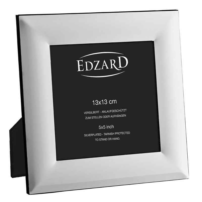 EDZARD Bilderrahmen Gela, für 13x13 cm Foto - edel versilberter Fotorahmen, Rahmen für Foto zum Hinstellen und Aufhängen