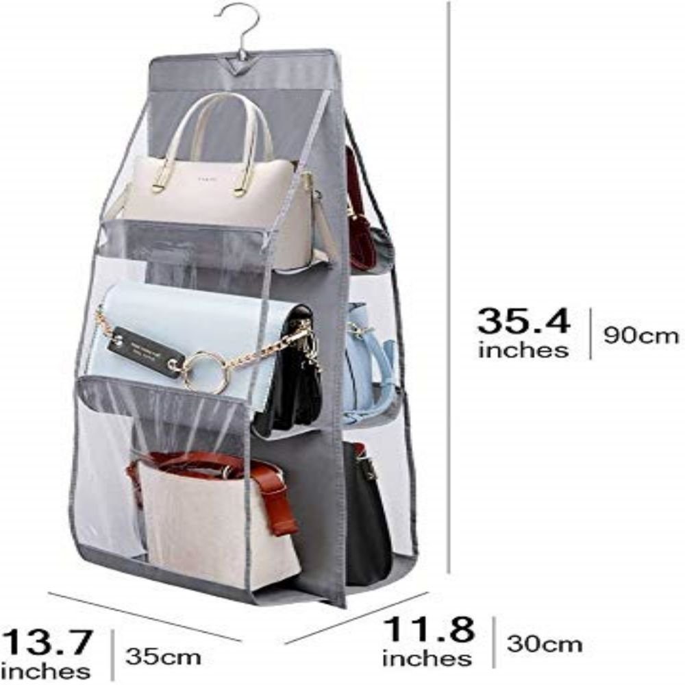 JOYOLEDER Hängeregal Aufbewahrung handtaschen Aufbewahrung 6/8 Taschen Organizer, Transparentes Fenster