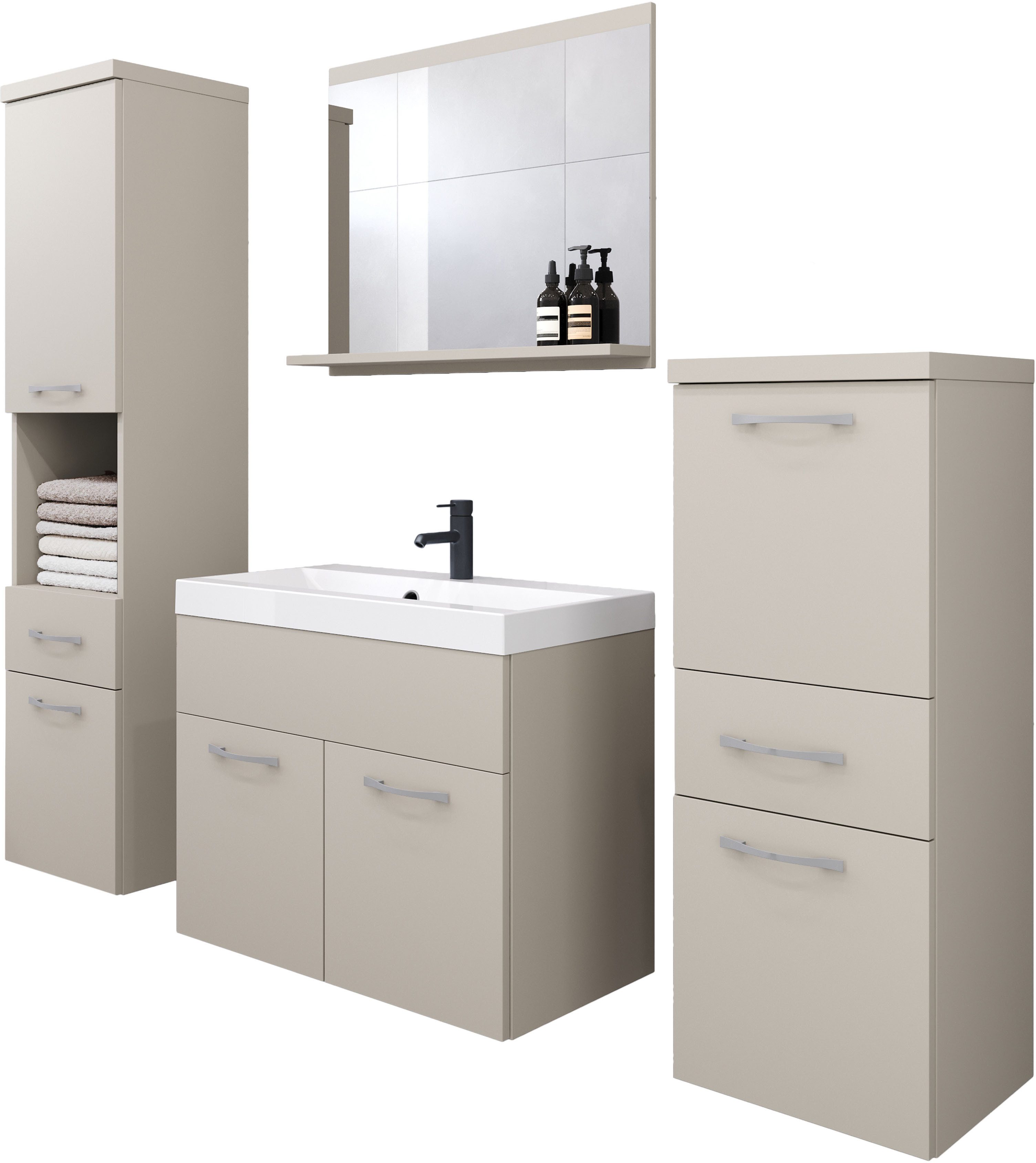 welltime Badmöbel-Set ELDA, (Komplett-Set, 5-St), Waschtisch inkl. Waschbec günstig online kaufen