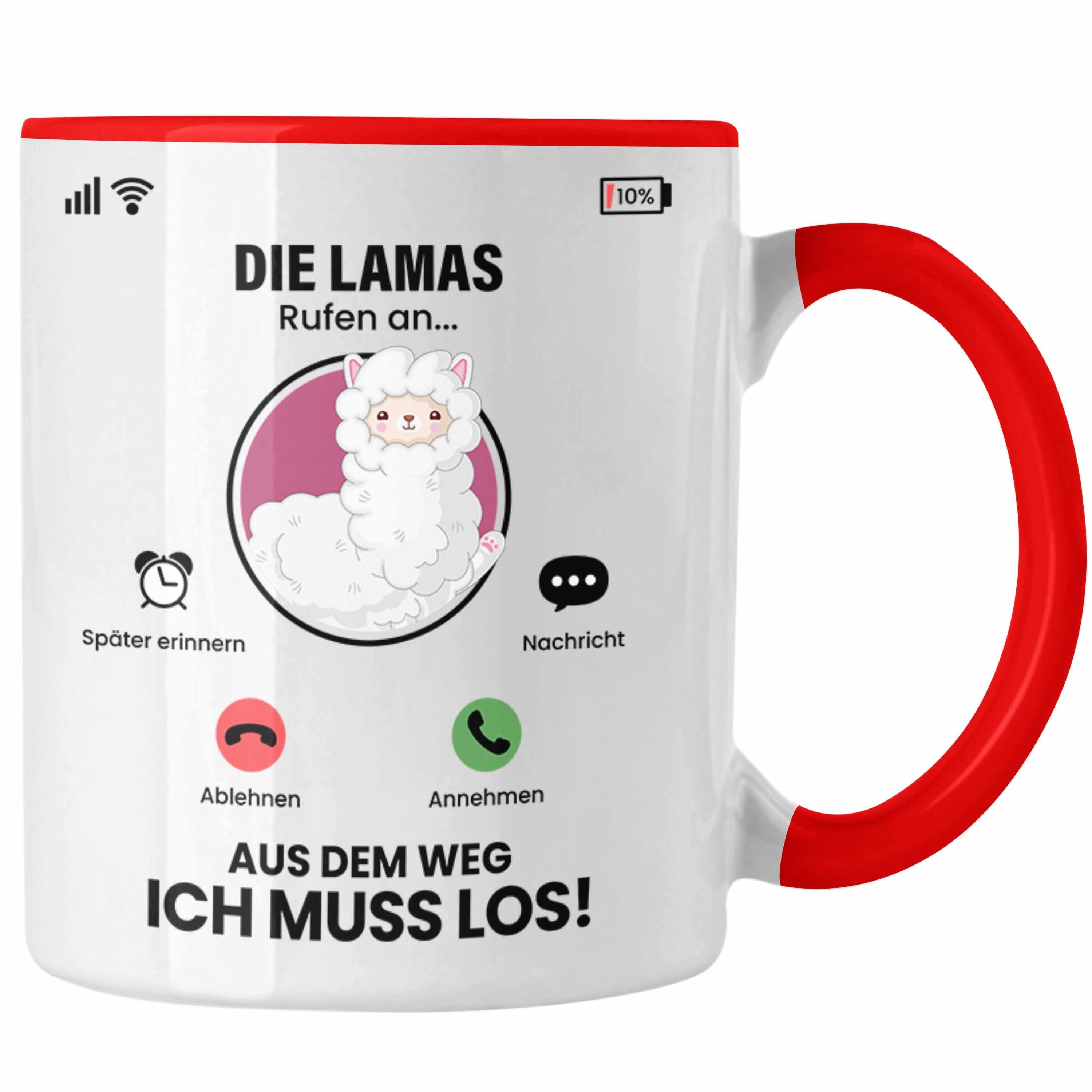 Trendation Geschenki Geschenk für Rot Züchter Tasse Lamas Rufen An Die Tasse Lamas Besitzer