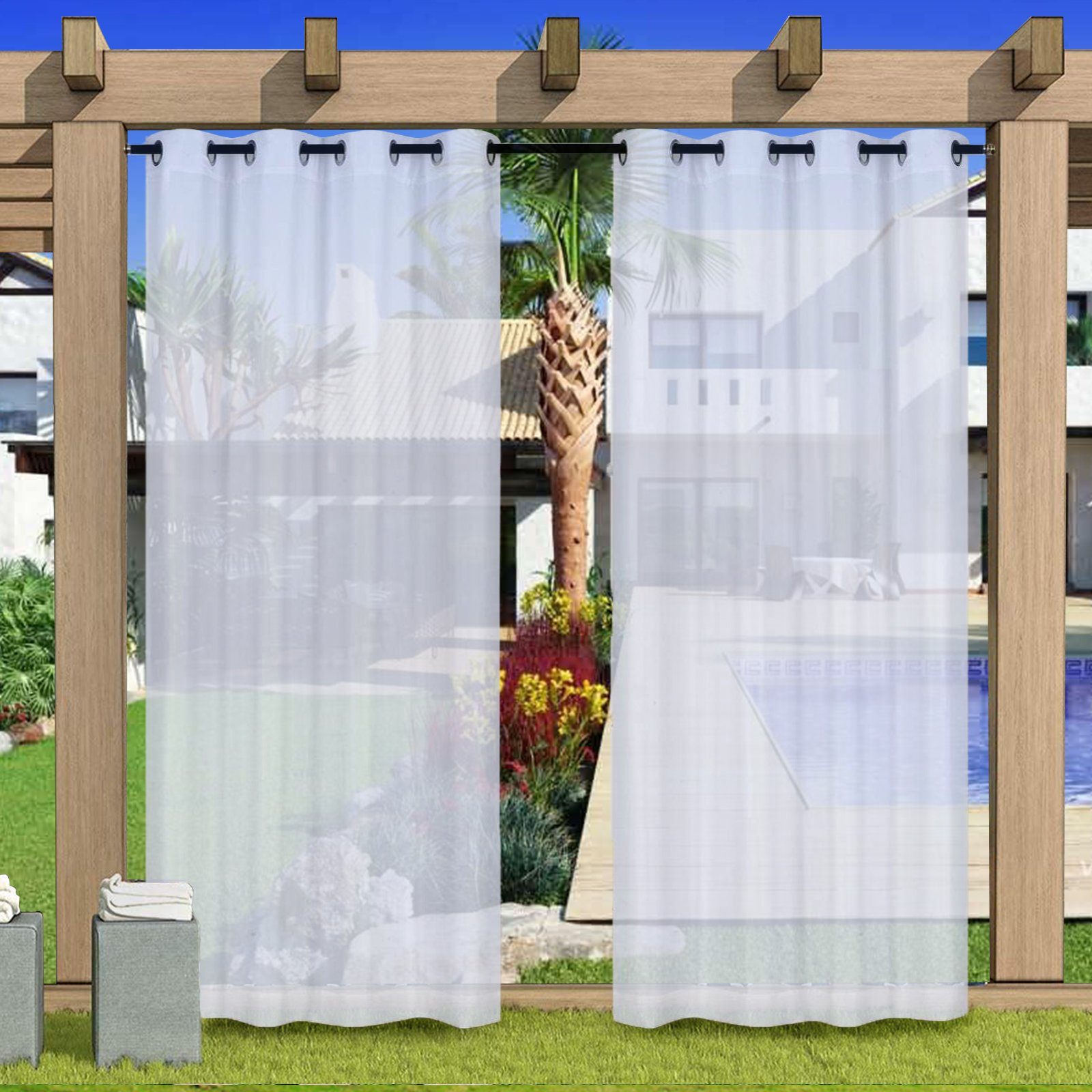 Gardine Wasserdichter Leinenvorhang,schier, kabelloses Paneel,für Patio Garten, Sunicol, (1 St), H×B:213×132;243×132;274×132
