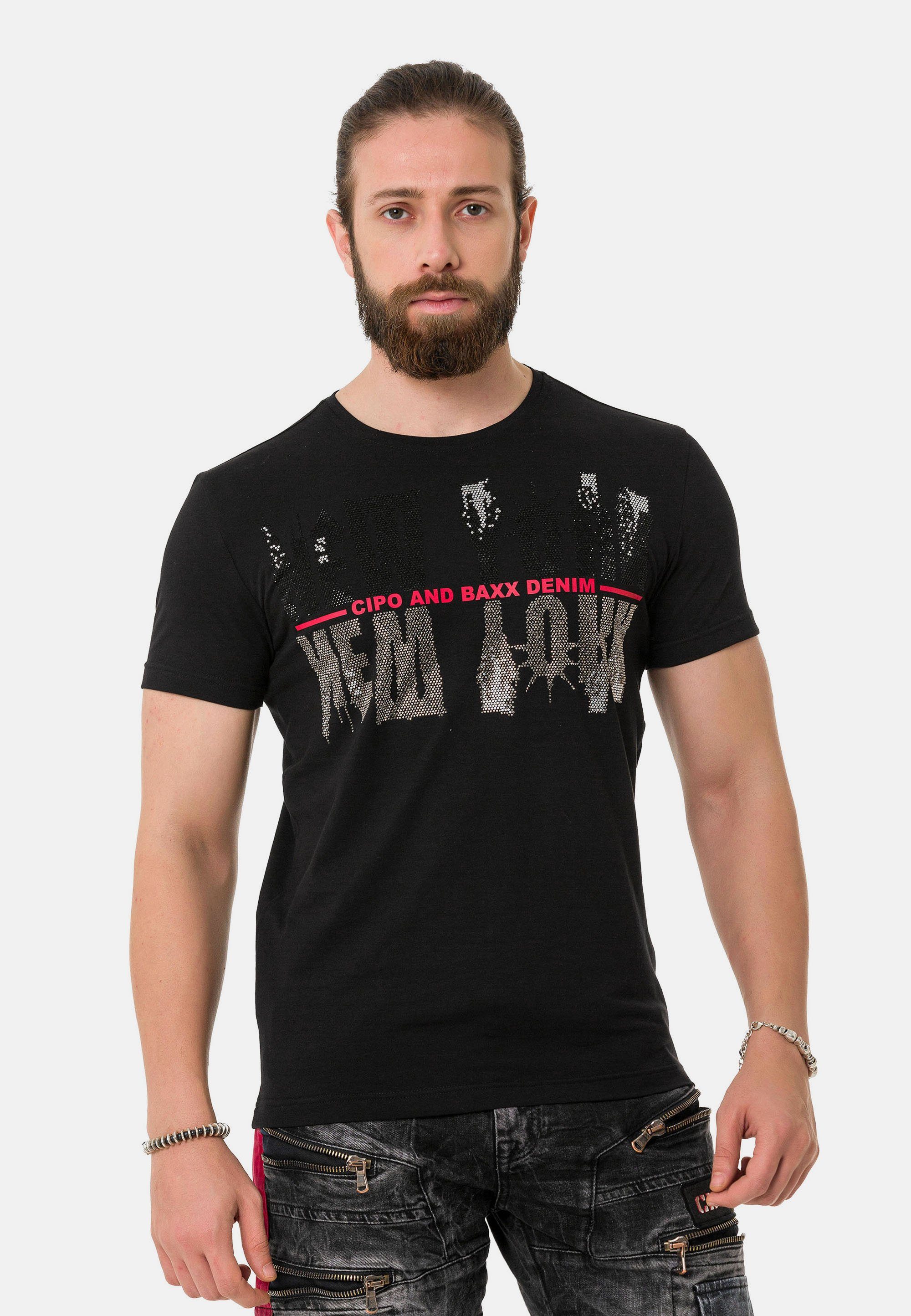 Cipo & Baxx T-Shirt in Look schwarz coolem