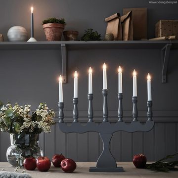 matches21 HOME & HOBBY Kerzenhalter Weihnachtsbeleuchtung 7-flammig Holz grau weiß & Schalter 49x56 cm