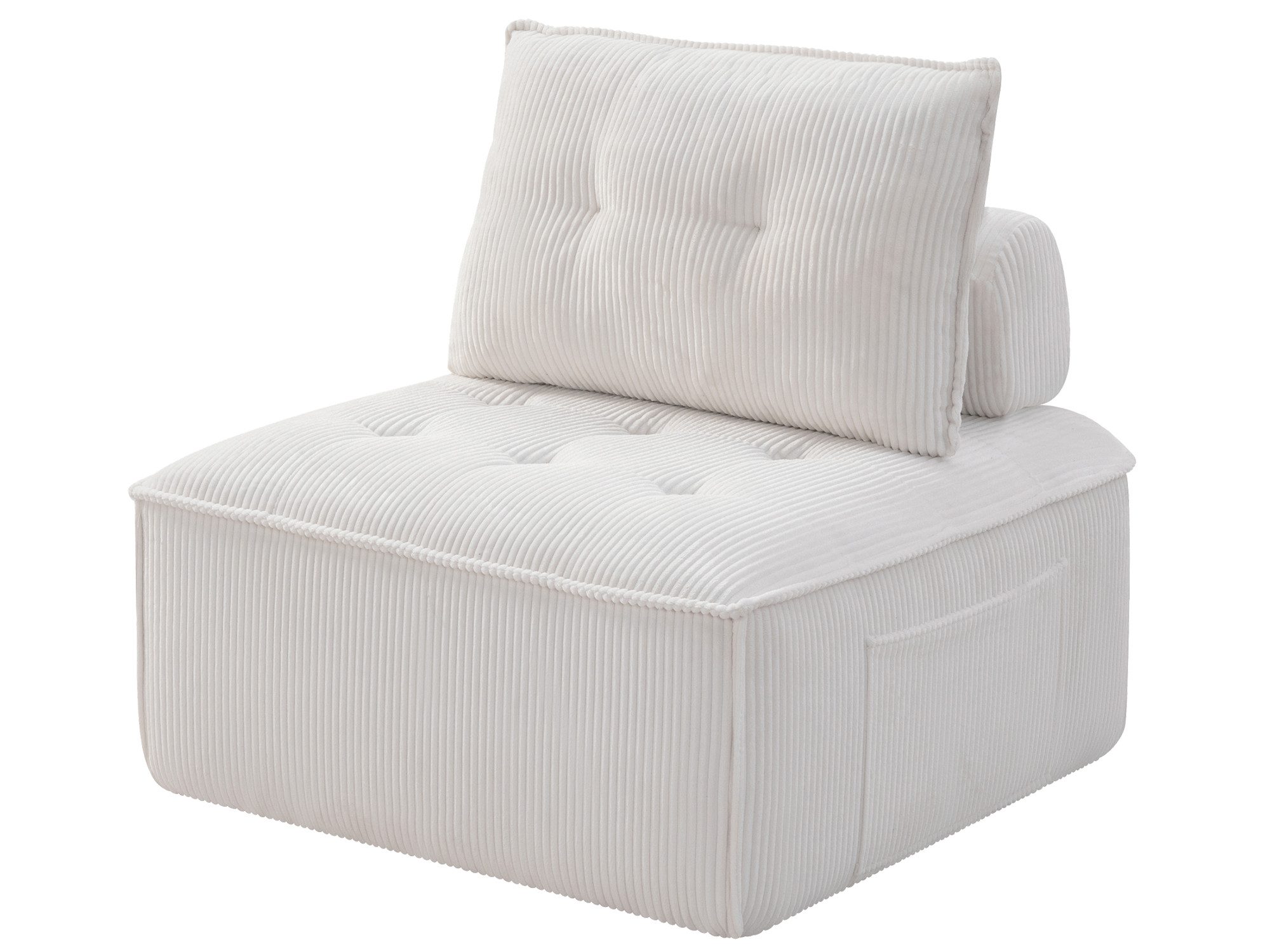 GLP Sofa Sofamodul Cordstoff/Teddyfleece 84x84 cm, Bodensofa ohne Montage, Komprimiertes Sofa, Einzelmodul, Seitentasche, Rutschfeste Unterseite