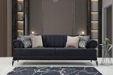 JVmoebel 3-Sitzer Exklusive 3-Sitzer Sofa Modern Holz Wohnzimmer Möbel farbe Blau Luxus, 1 Teile, Made in Europa