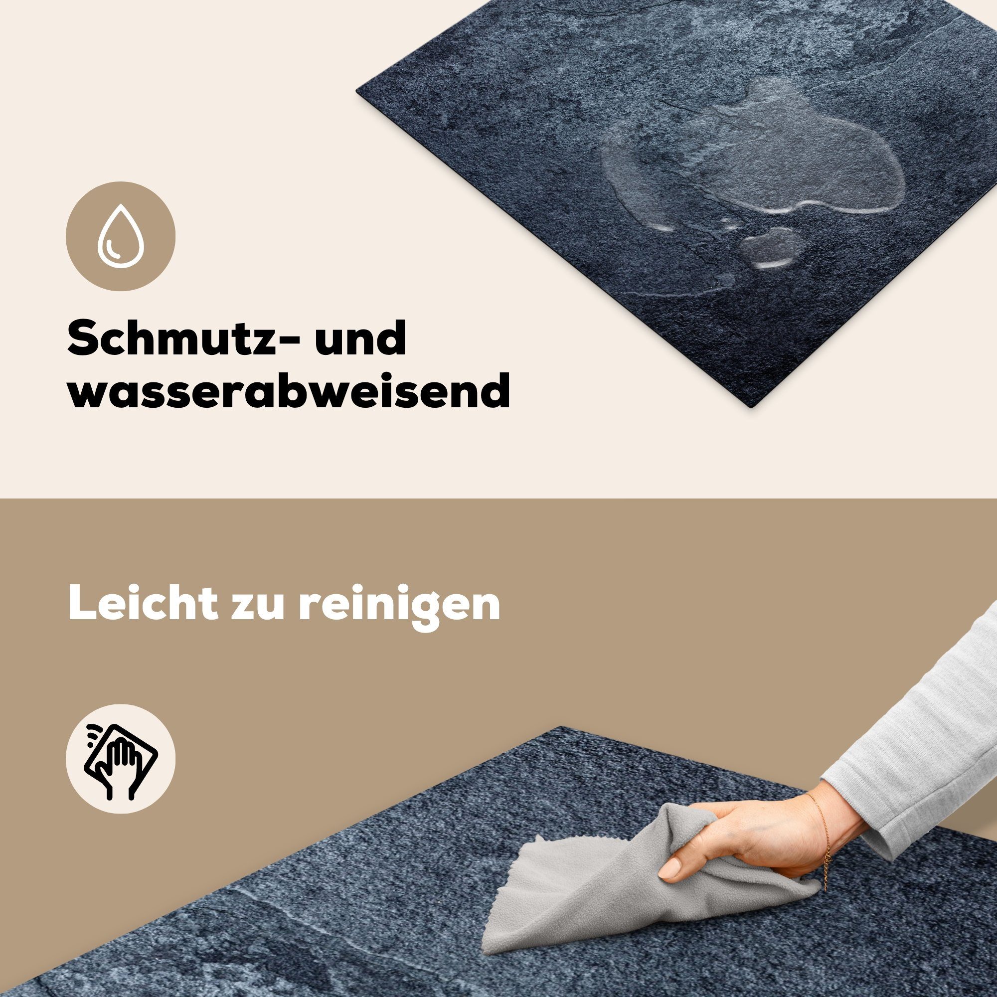 MuchoWow Herdblende-/Abdeckplatte Stein Induktionsschutz, (1 Schiefer - Textur Vinyl, cm, tlg), 59x51 Induktionskochfeld, Ceranfeldabdeckung - - Grau