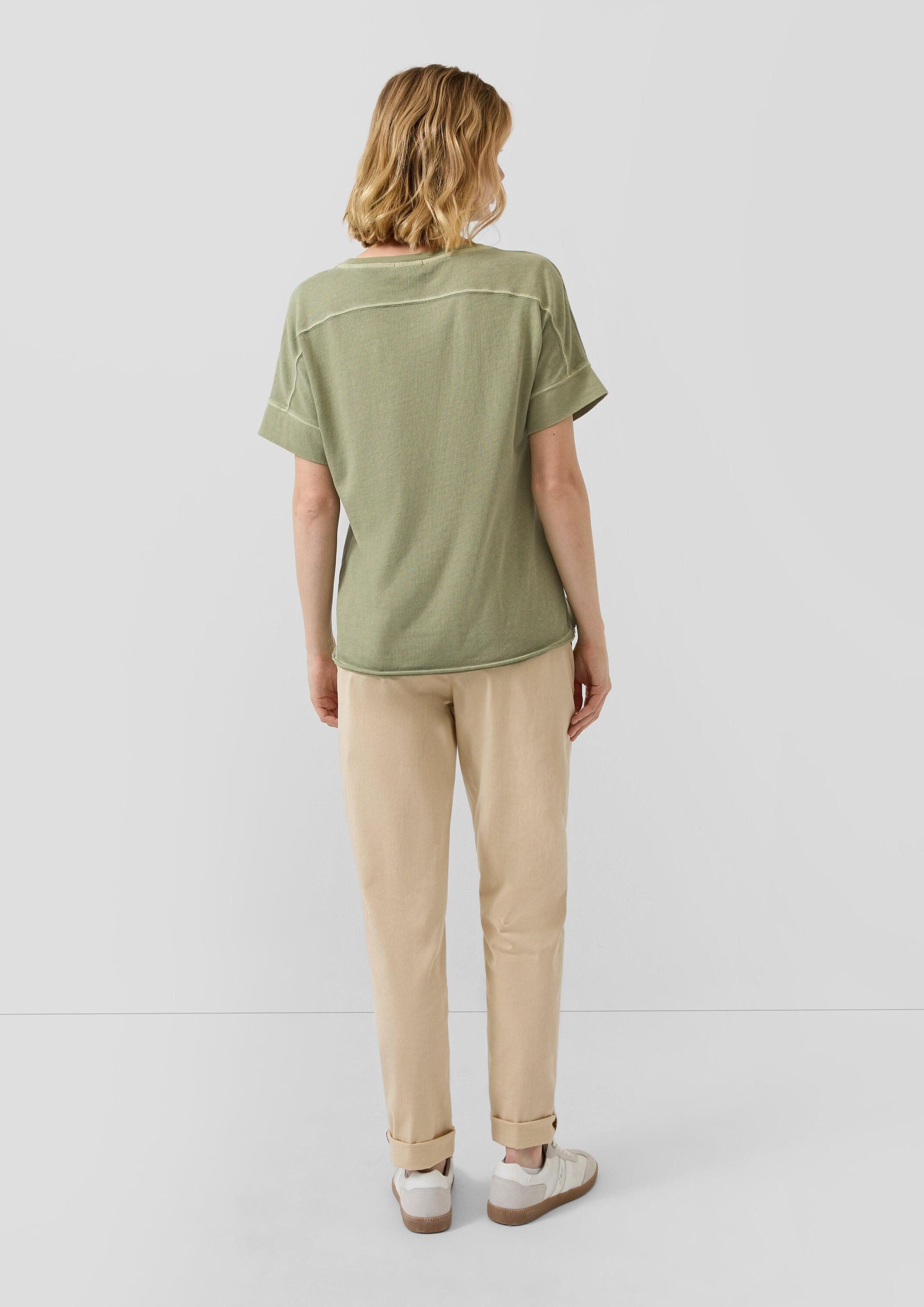 s.Oliver Kurzarmshirt T-Shirt T-Shirt im Relaxed Fit mit Garment Dye und offenem Saum