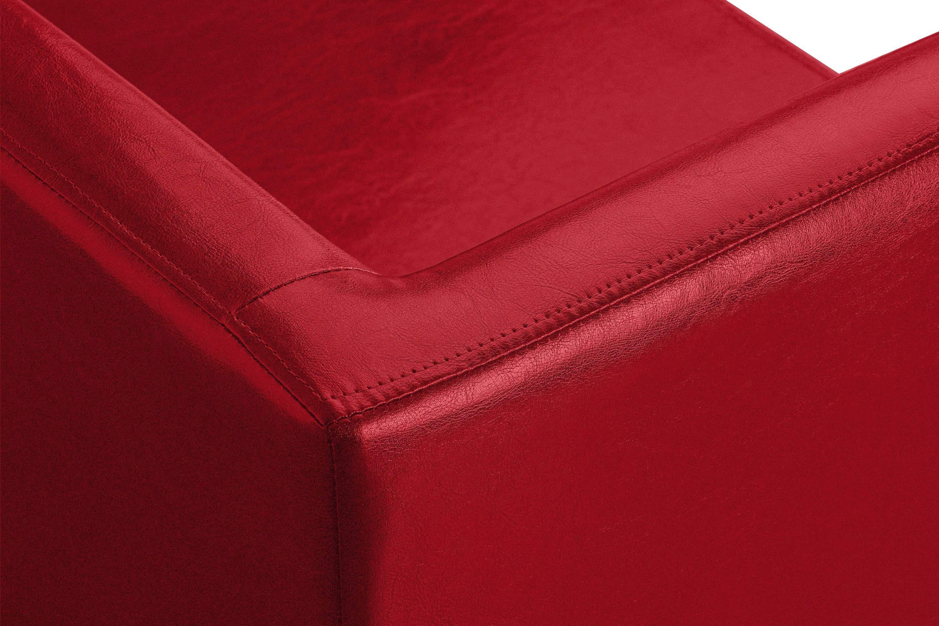 hohe hohe Beine, ESPECTO Teile, rot Rückenlehne, | Konsimo Sofa Sitzfläche Sitzer, 1 weiche 3 rot Kunstleder Sofa und