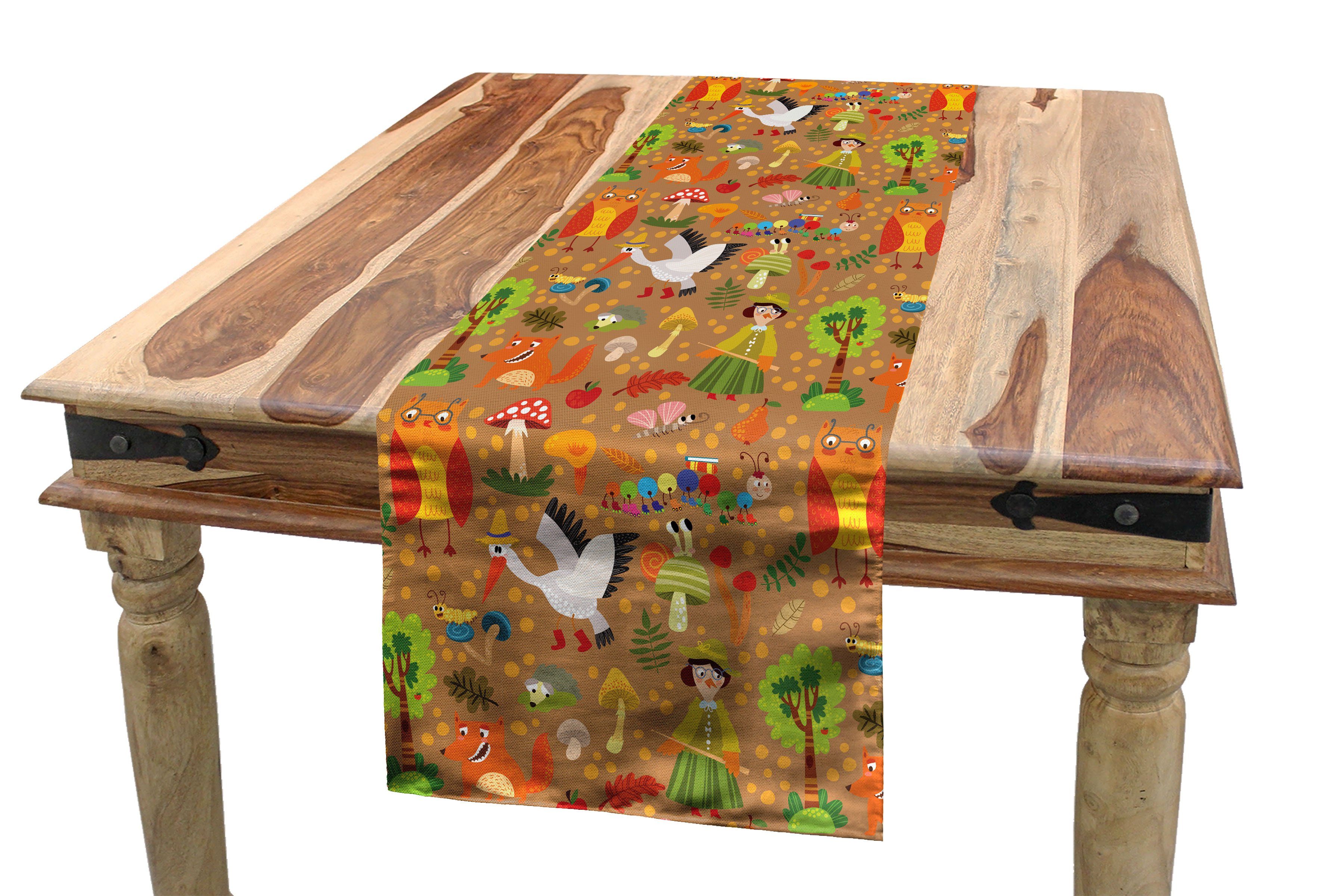 Abakuhaus Tischläufer Esszimmer Küche Rechteckiger Dekorativer Tischläufer, Tiere Autumn Forest Creatures | Tischläufer