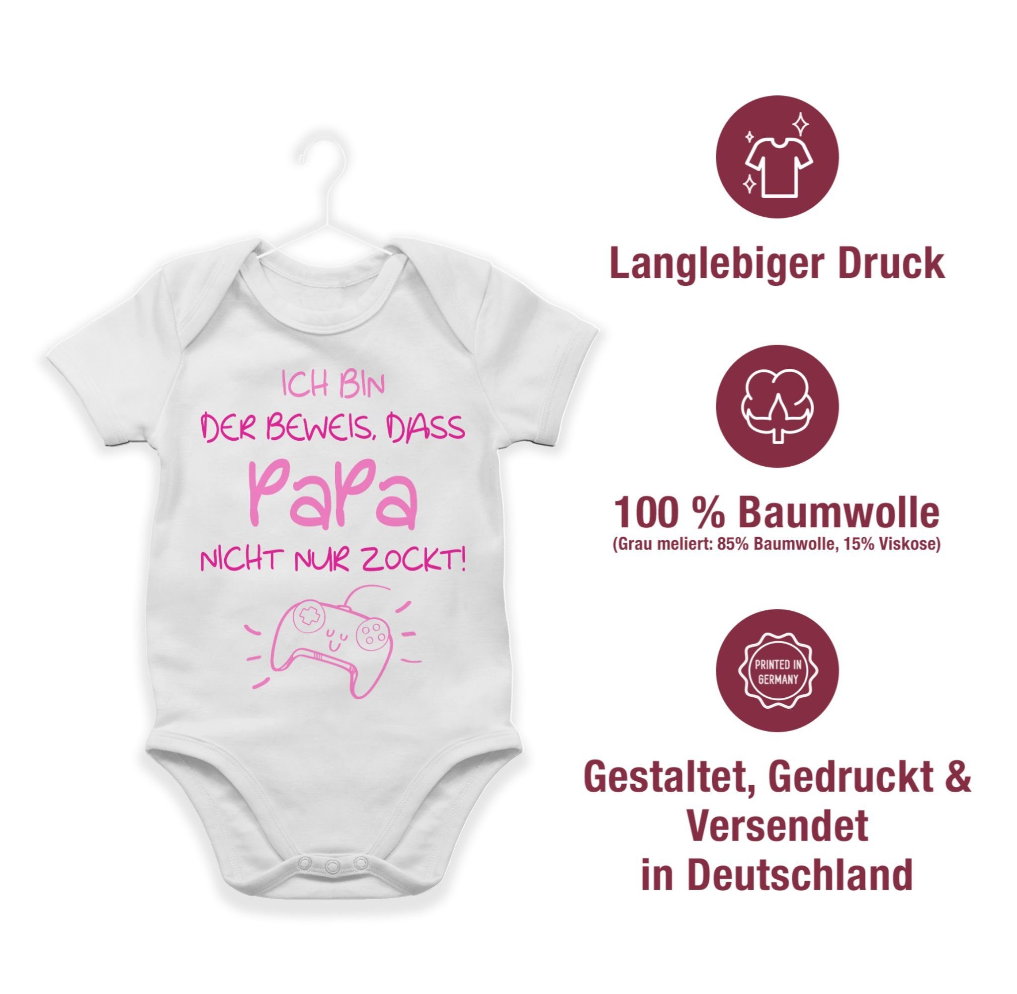 Geschenk 1 Shirtbody Ich rosa Baby zockt Vatertag Papa Weiß der Shirtracer Beweis, nicht dass bin nur