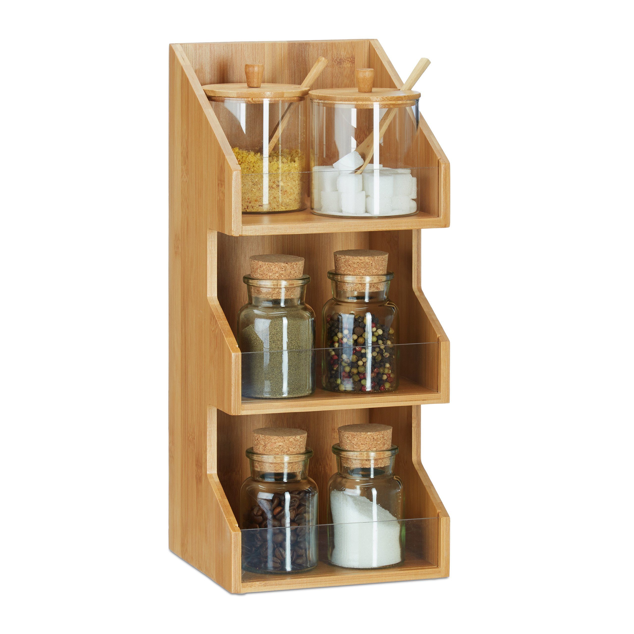 relaxdays Aufbewahrungsbox Organizer Bambus mit 3 günstig online kaufen