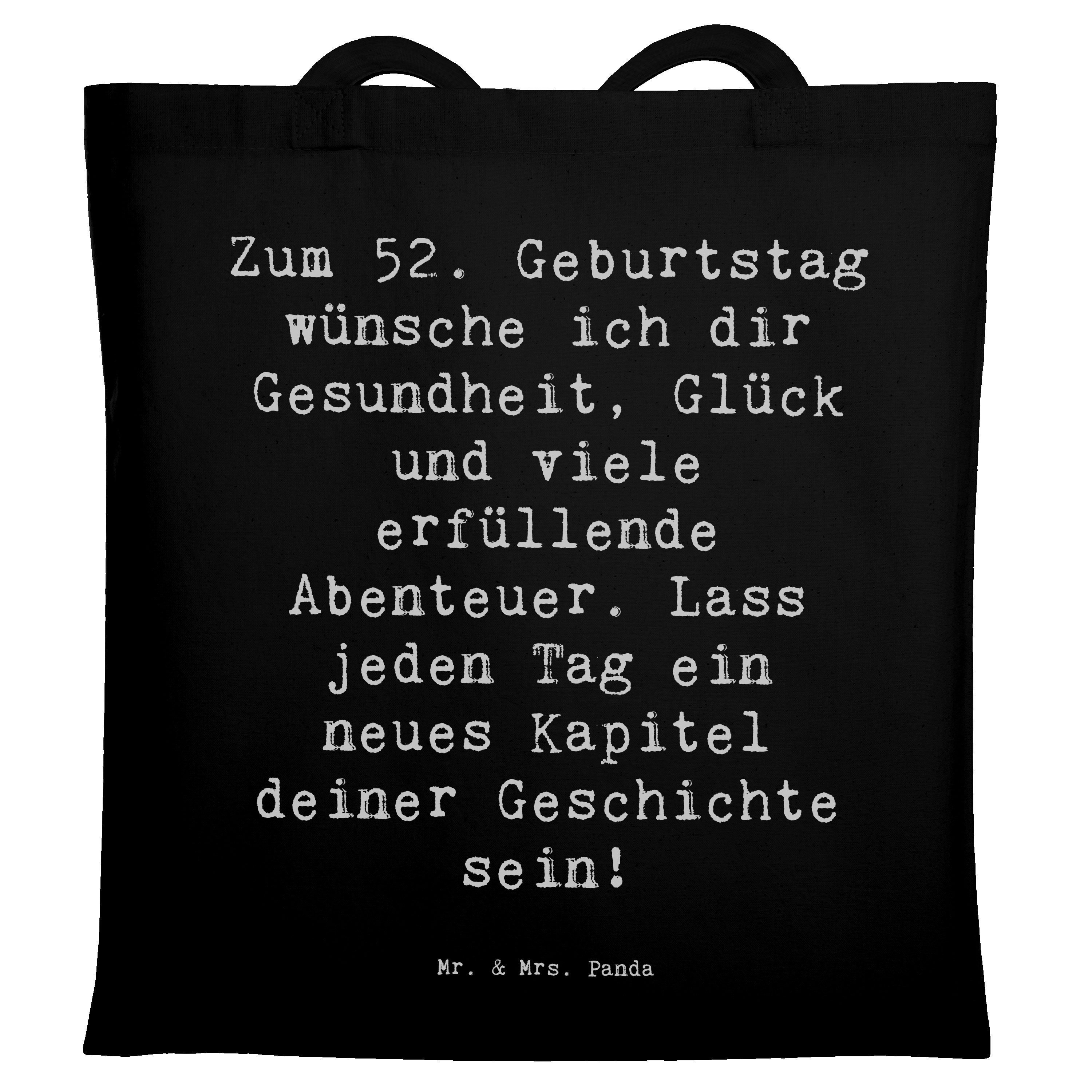 Mr. & Mrs. Panda Tragetasche Spruch 52. Geburtstag - Schwarz - Geschenk, besonderes Geschenk, lieb (1-tlg)